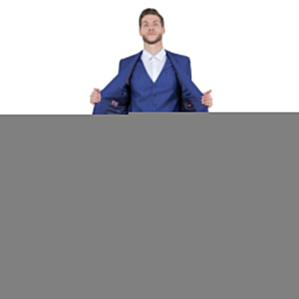 Men's Modern - Fit 3pc Pinstripe Suit, Notch Lapel - Bundle Bus