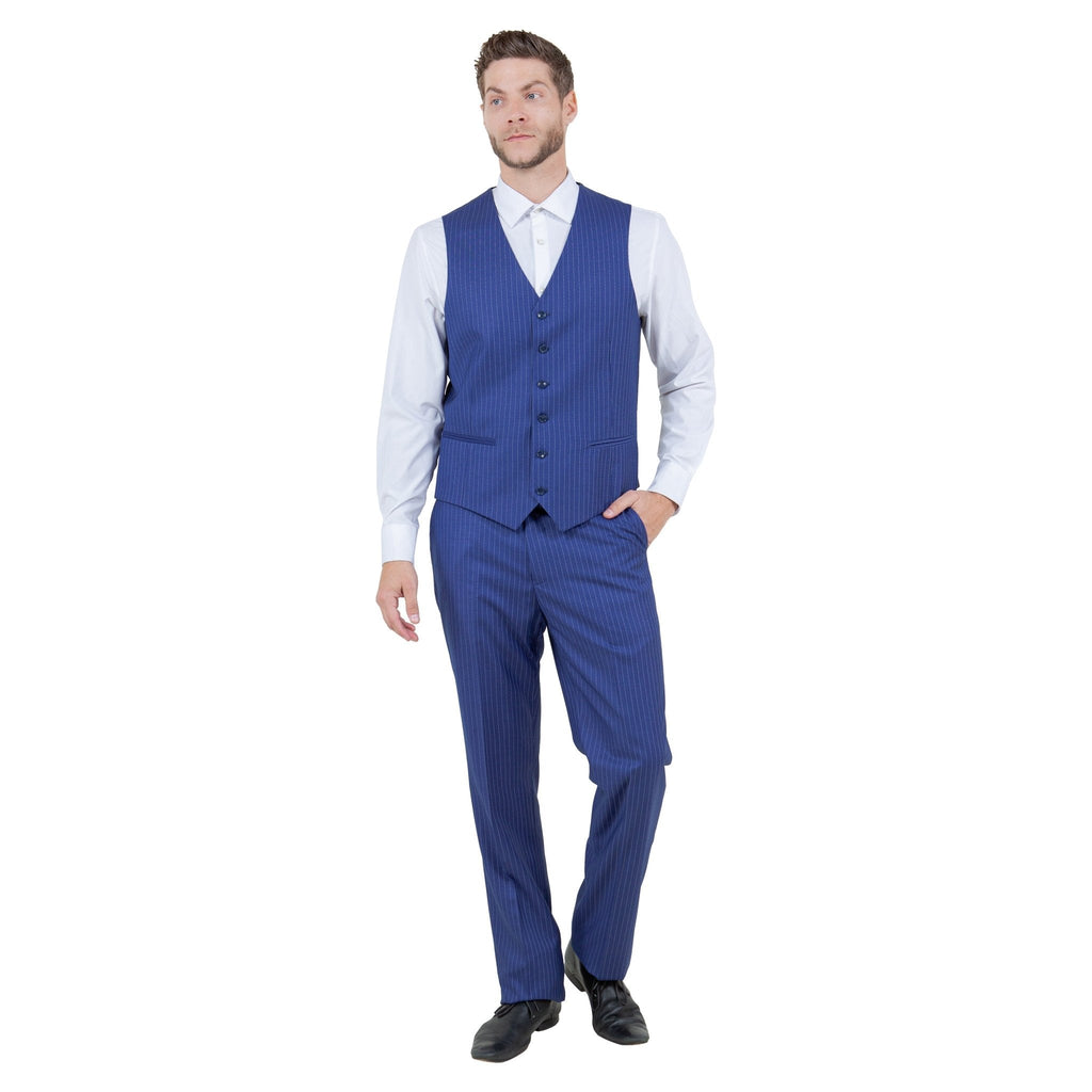 Men's Modern - Fit 3pc Pinstripe Suit, Notch Lapel - Bundle Bus