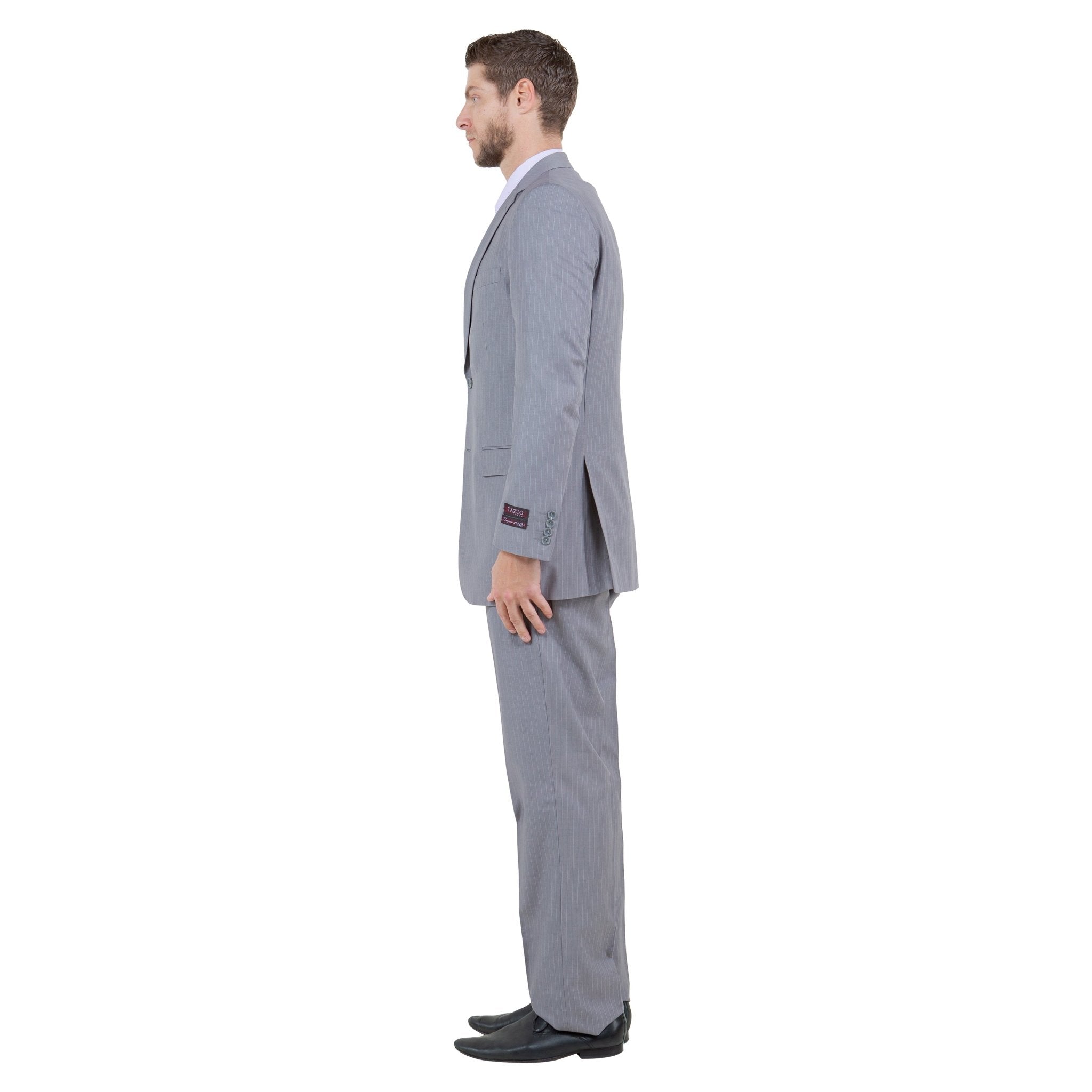 Men's Modern - Fit 3pc Pinstripe Suit, Notch Lapel - Bundle Bus