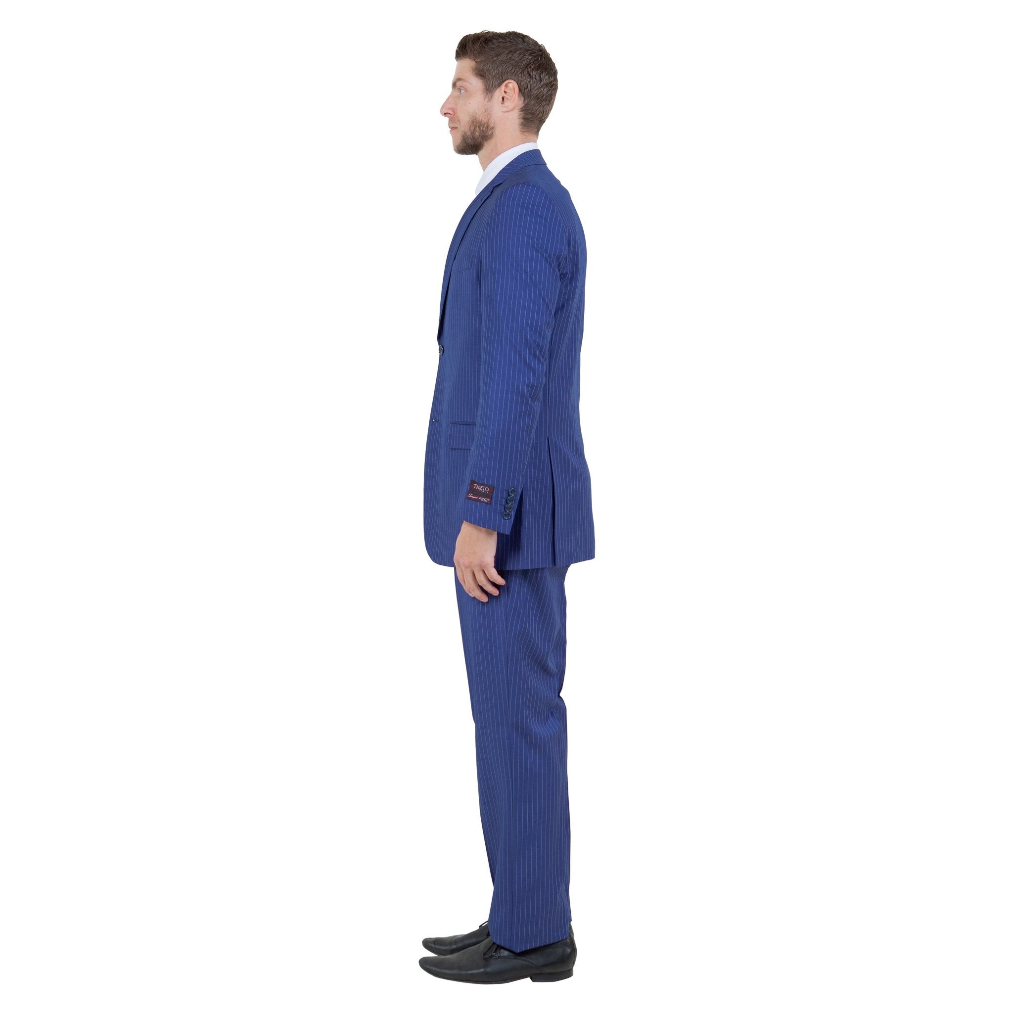 Men's Modern - Fit 3pc Pinstripe Suit, Notch Lapel - Bundle Bus