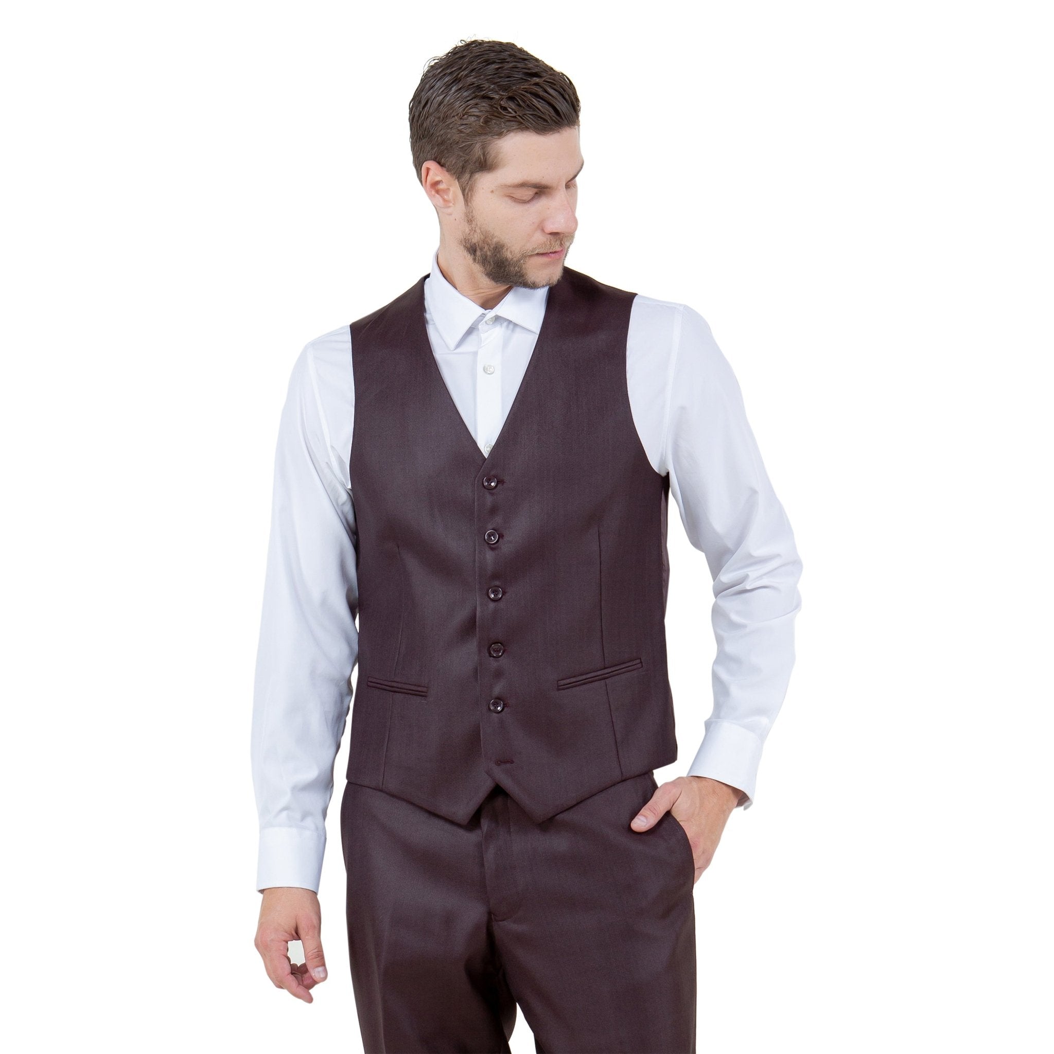 Men's Modern - Fit 3pc Sharkskin Suit Set - Bundle Bus