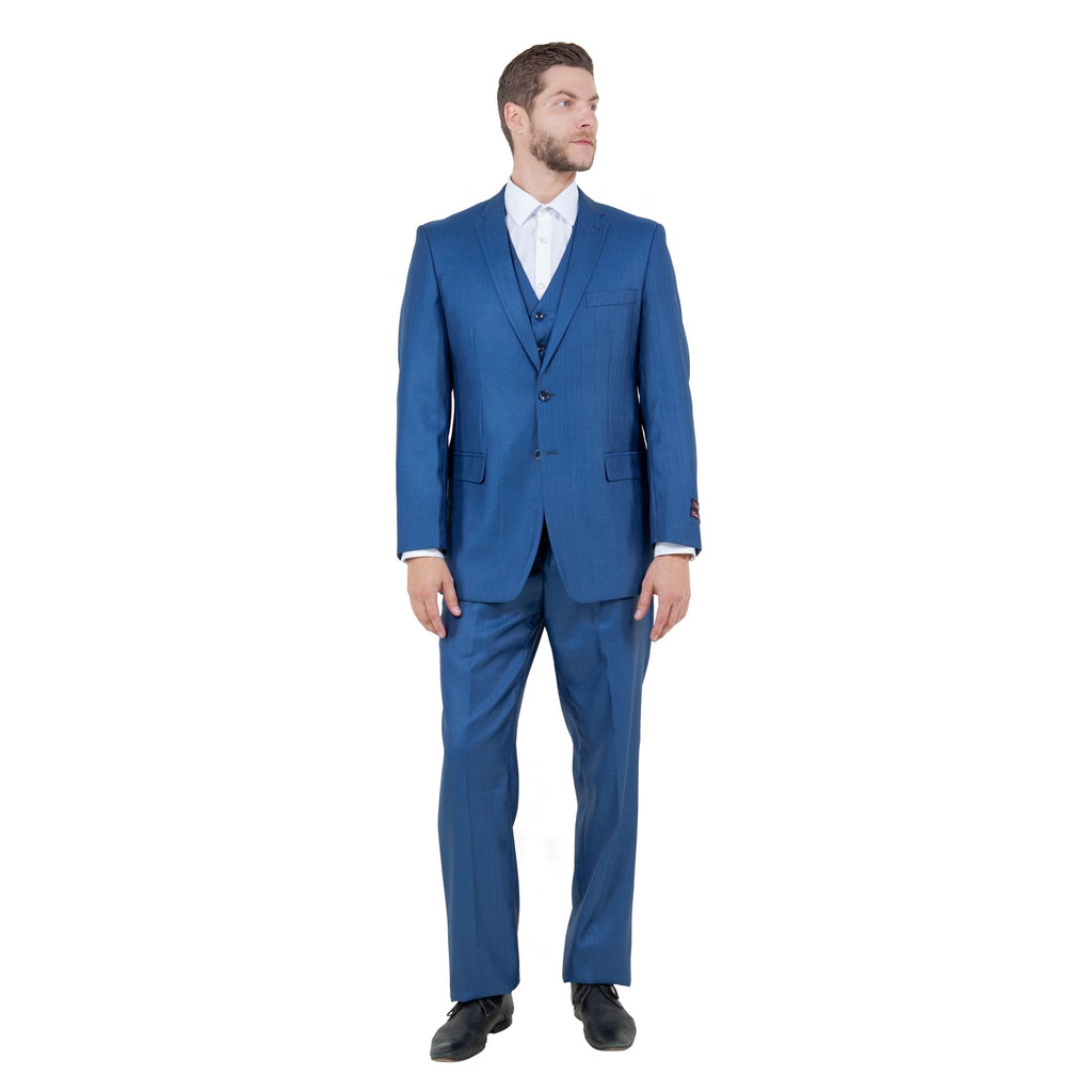 Men's Modern - Fit 3pc Sharkskin Suit Set - Bundle Bus