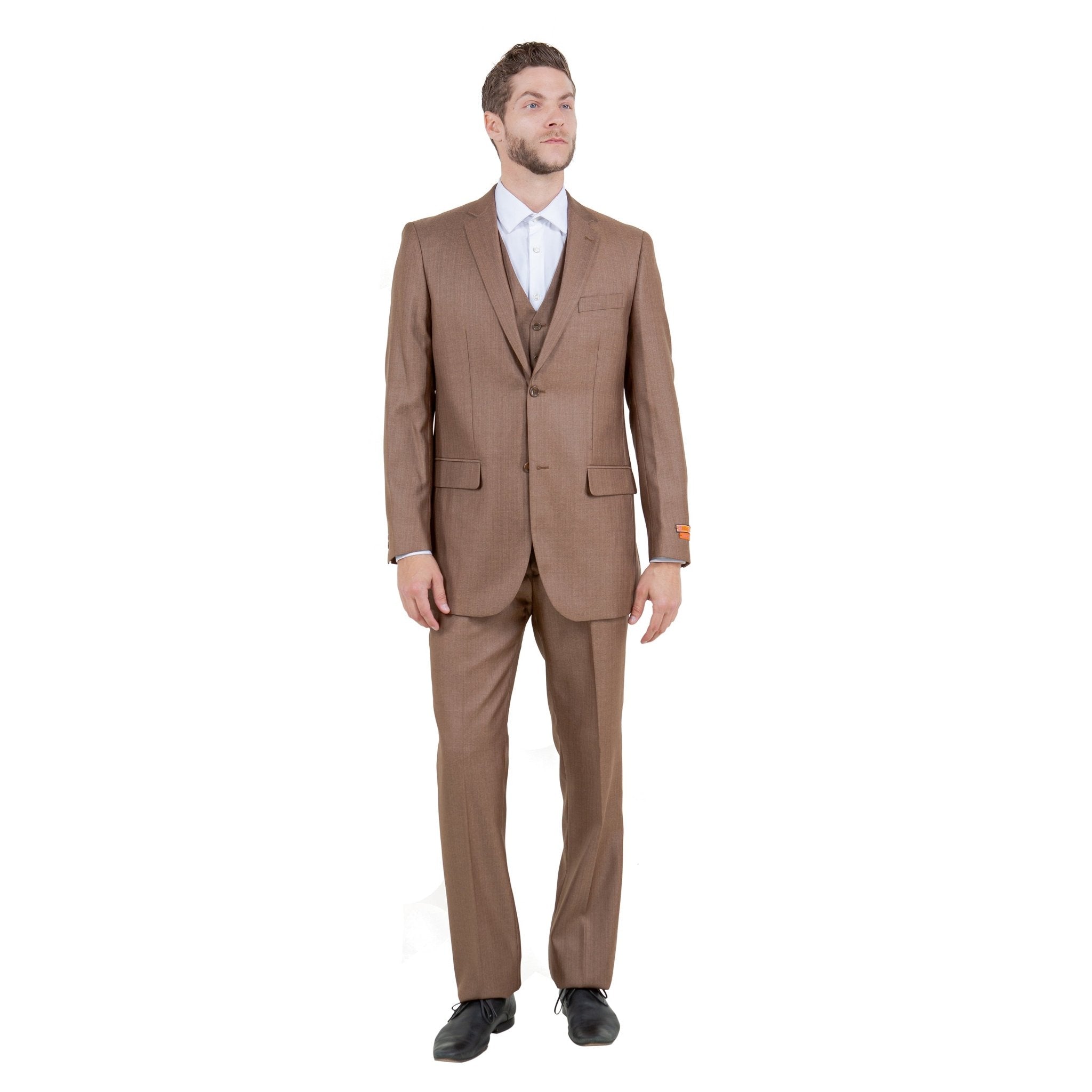 Men's Modern - Fit 3pc Sharkskin Suit Set - Bundle Bus