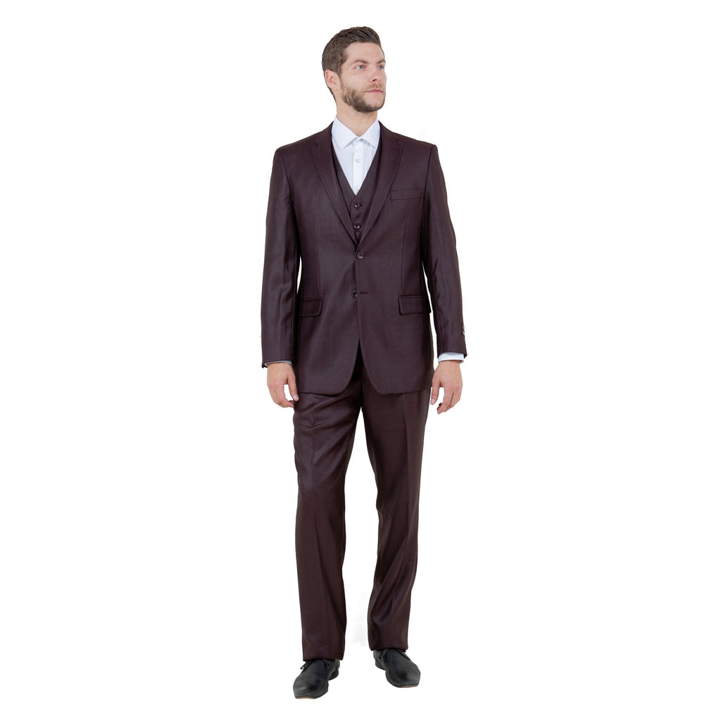 Men's Modern - Fit 3pc Sharkskin Suit Set - Bundle Bus