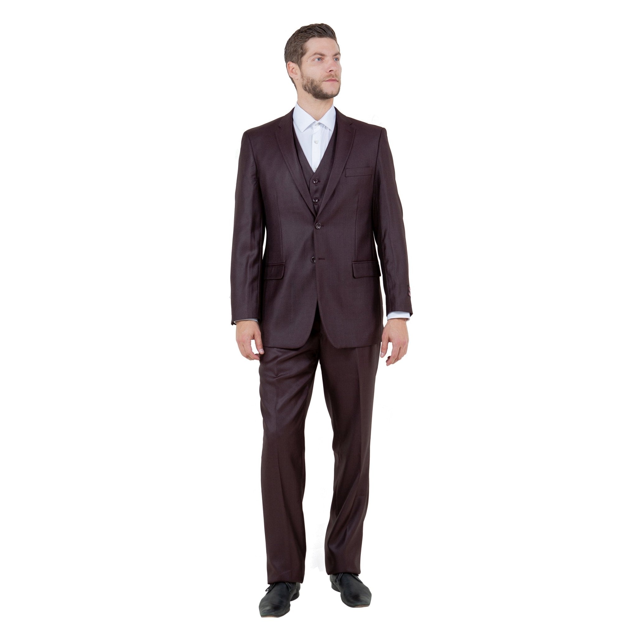 Men's Modern - Fit 3pc Sharkskin Suit Set - Bundle Bus