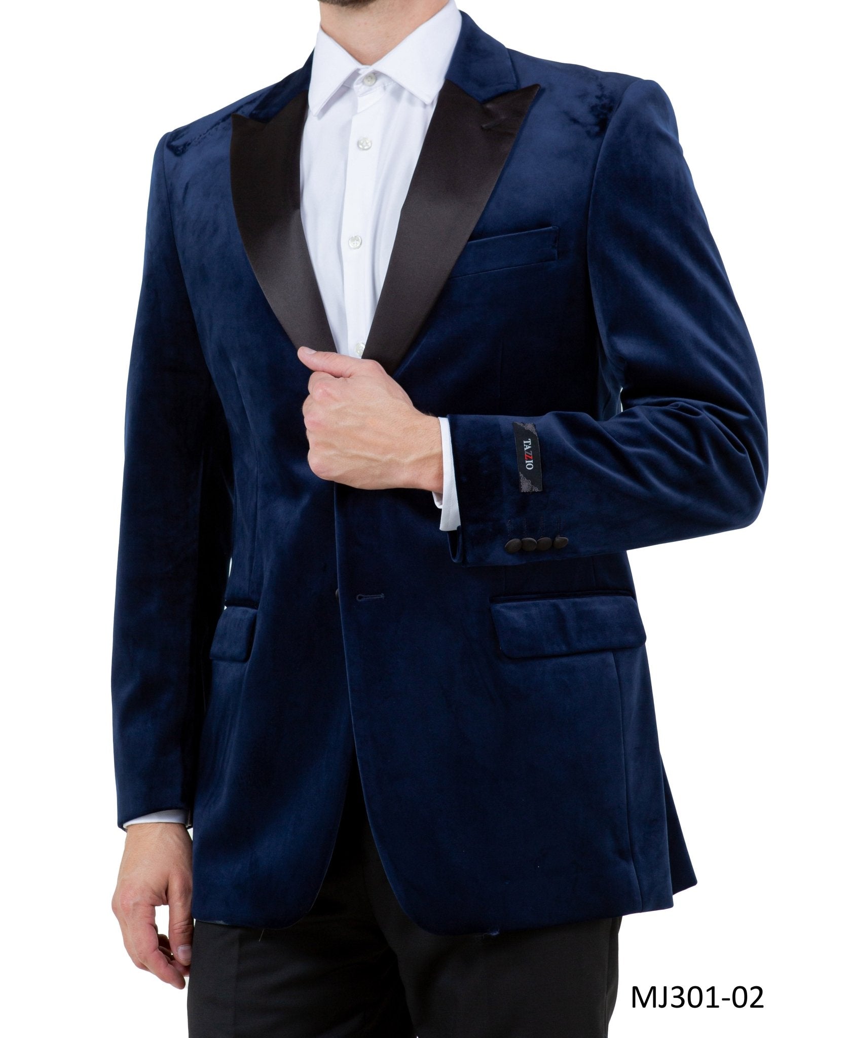 Men's Modern Fit Sport Coat w/ Satin Peak Lapel - Bundle Bus