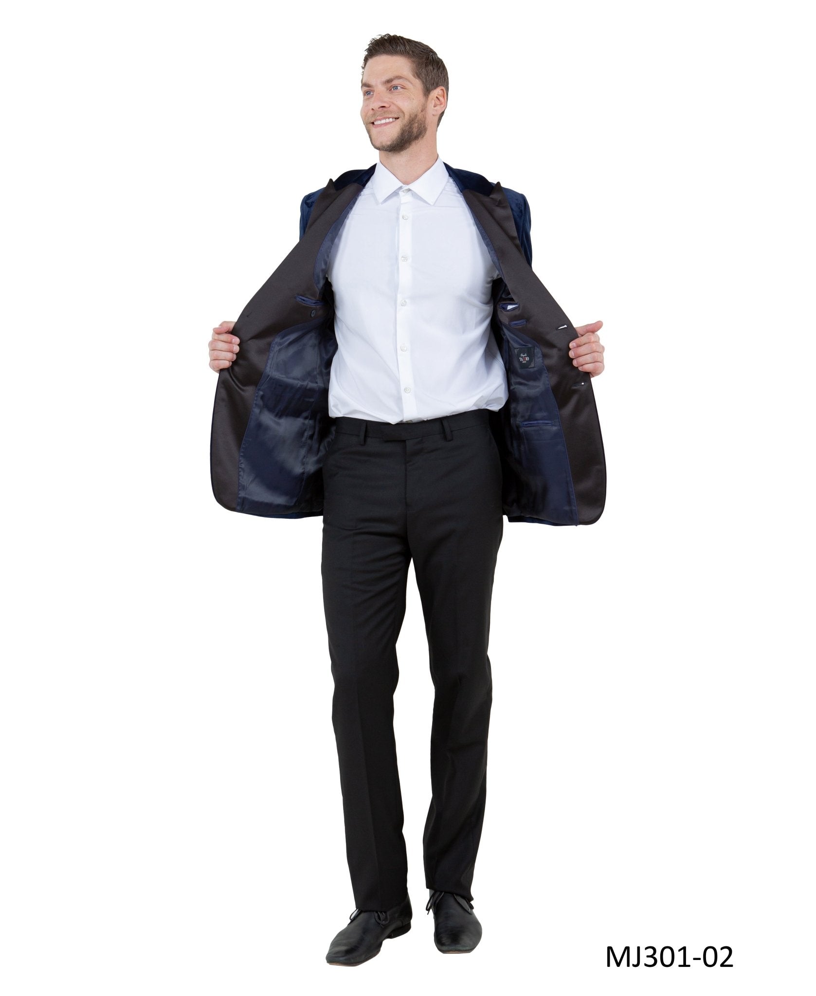 Men's Modern Fit Sport Coat w/ Satin Peak Lapel - Bundle Bus