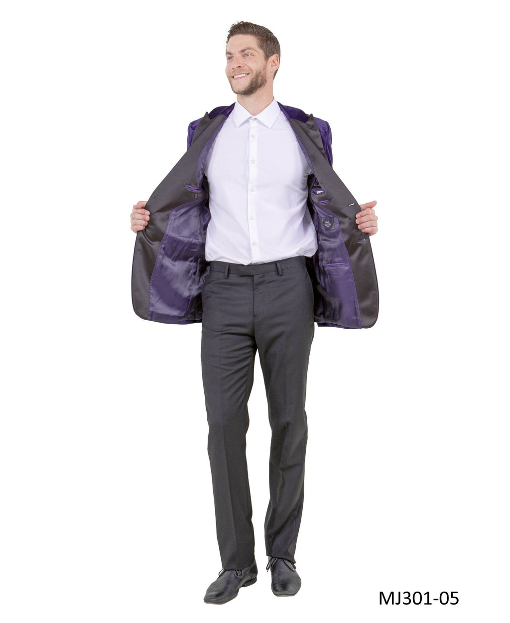Men's Modern Fit Sport Coat w/ Satin Peak Lapel - Bundle Bus