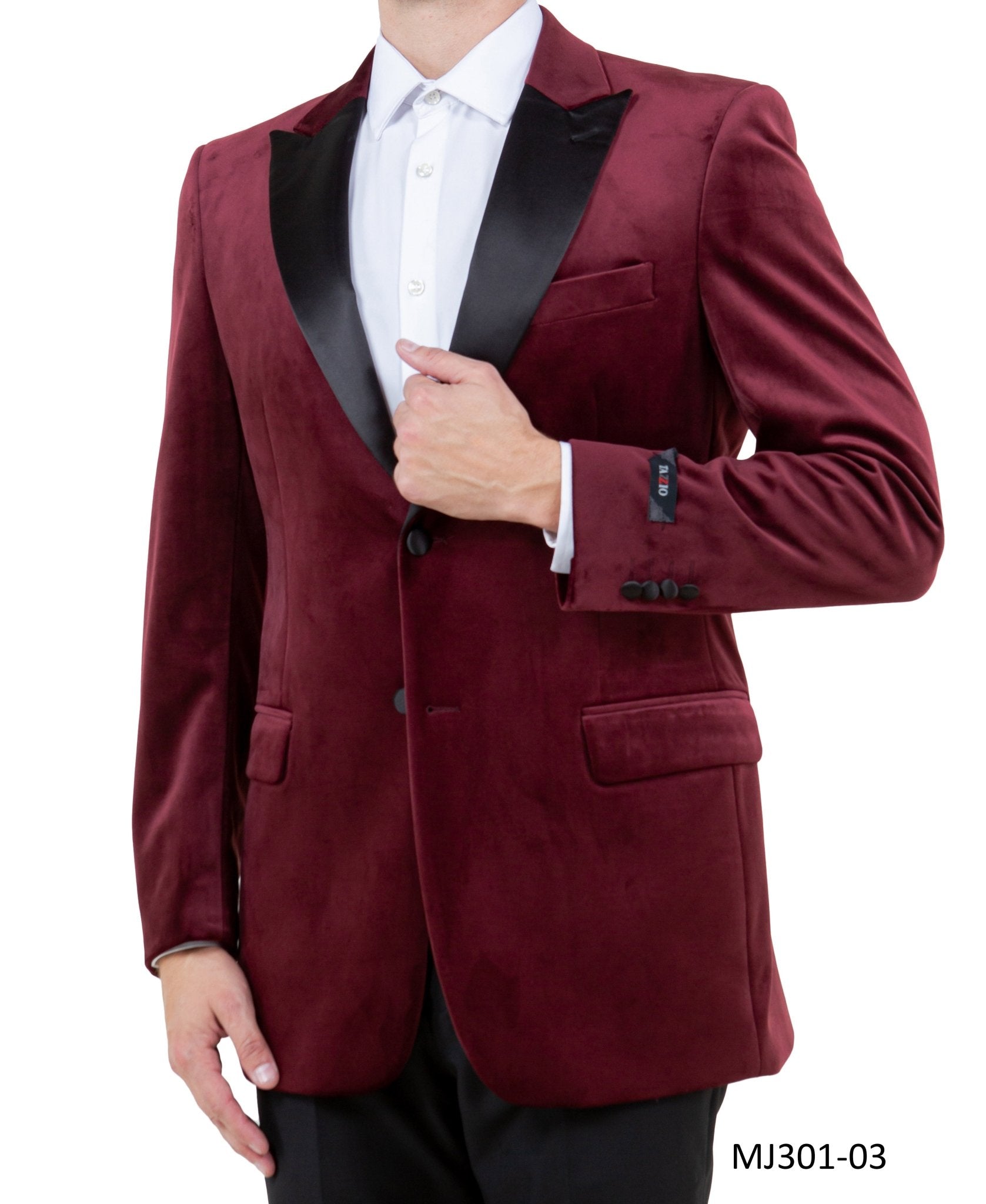 Men's Modern Fit Sport Coat w/ Satin Peak Lapel - Bundle Bus