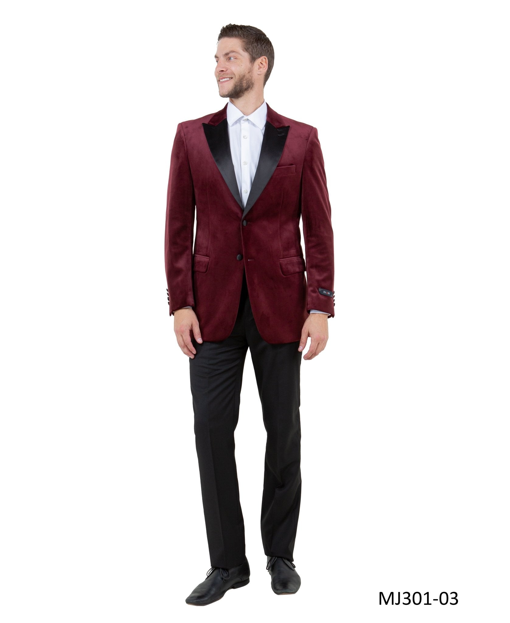 Men's Modern Fit Sport Coat w/ Satin Peak Lapel - Bundle Bus