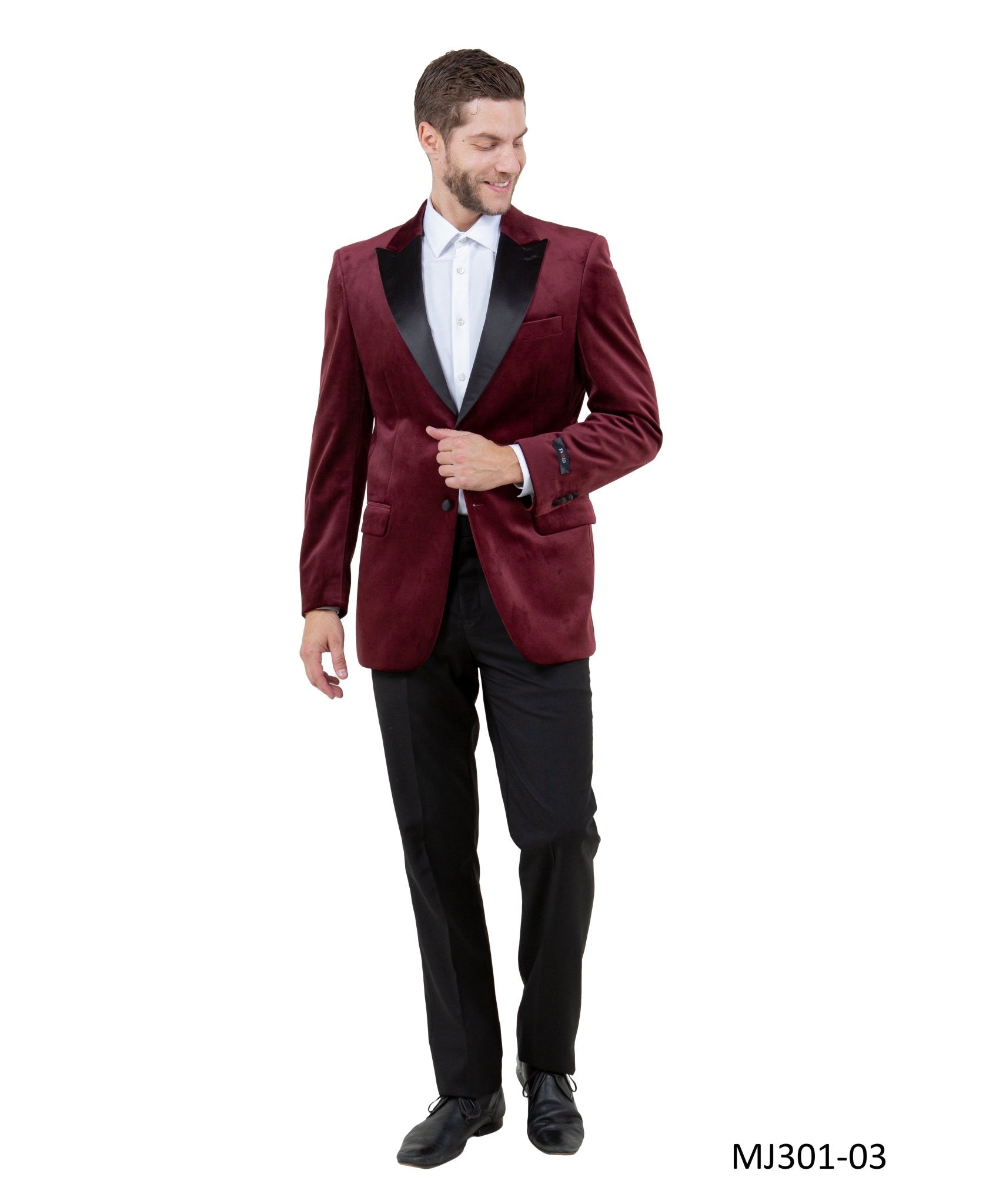 Men's Modern Fit Sport Coat w/ Satin Peak Lapel - Bundle Bus