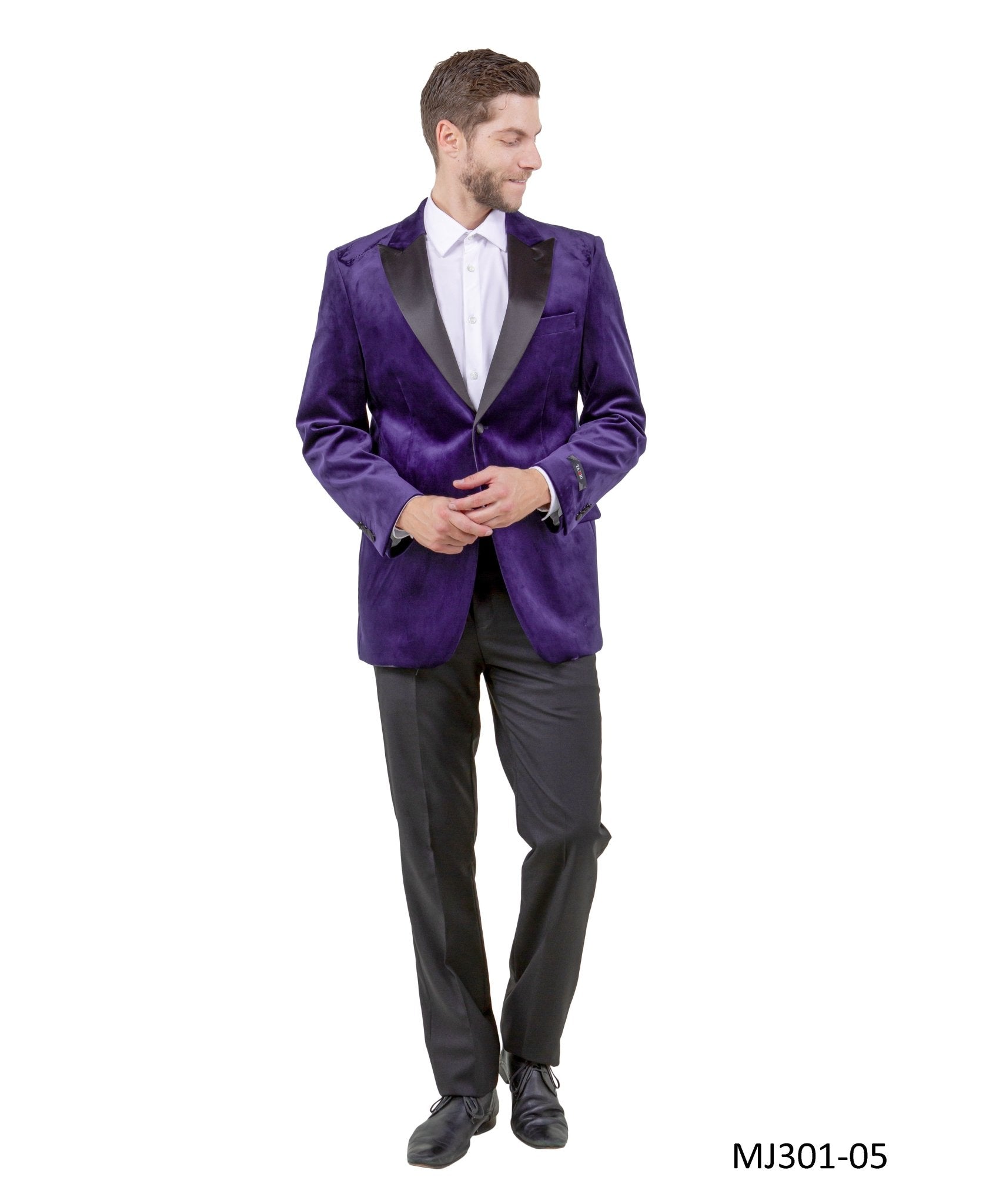 Men's Modern Fit Sport Coat w/ Satin Peak Lapel - Bundle Bus