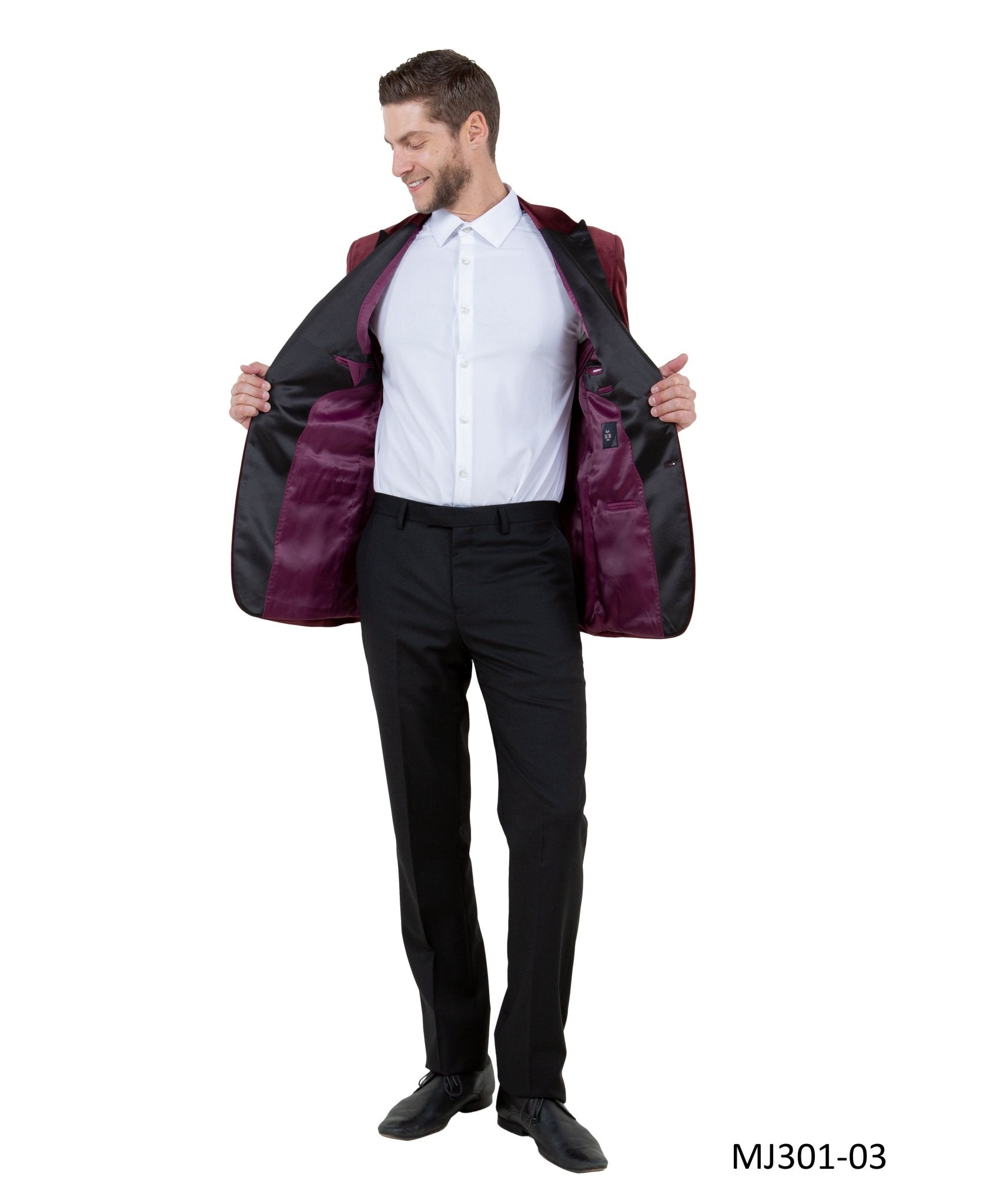 Men's Modern Fit Sport Coat w/ Satin Peak Lapel - Bundle Bus