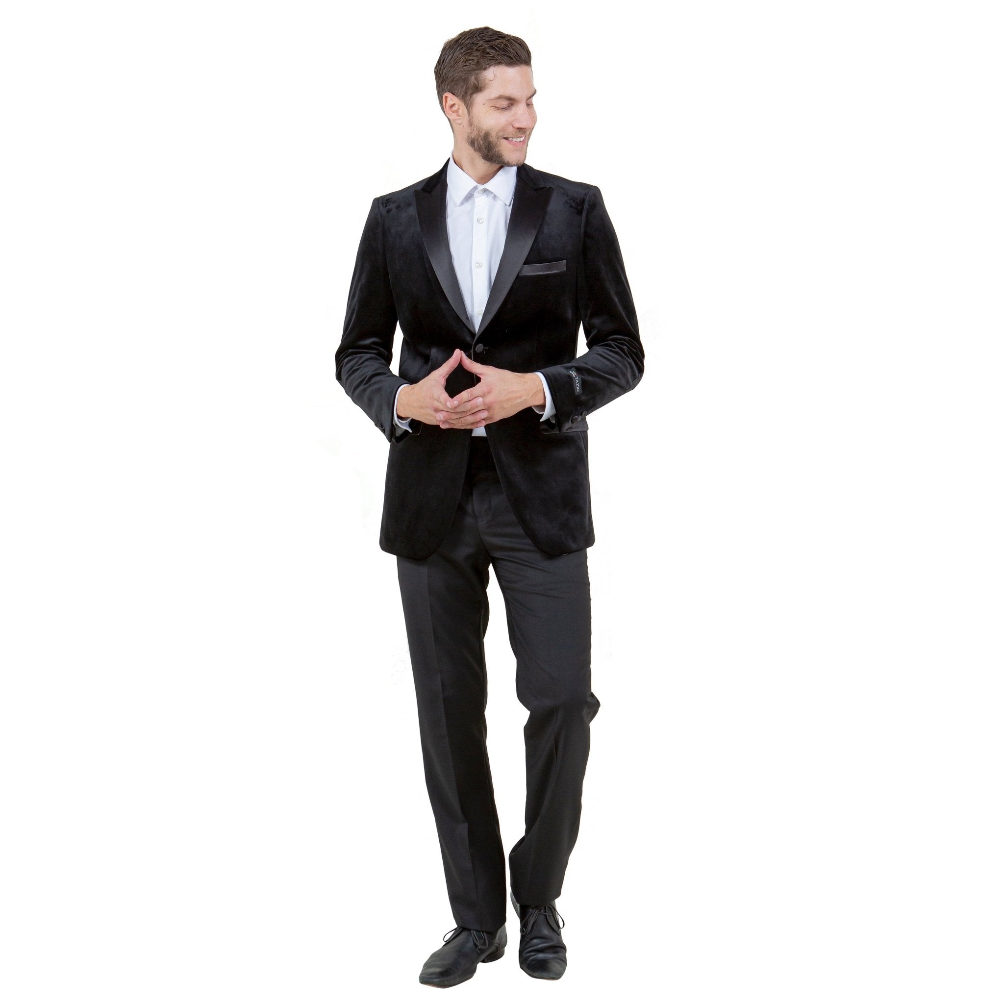 Men's Modern Fit Velvet Blazer w/ Elbow Patch - Bundle Bus