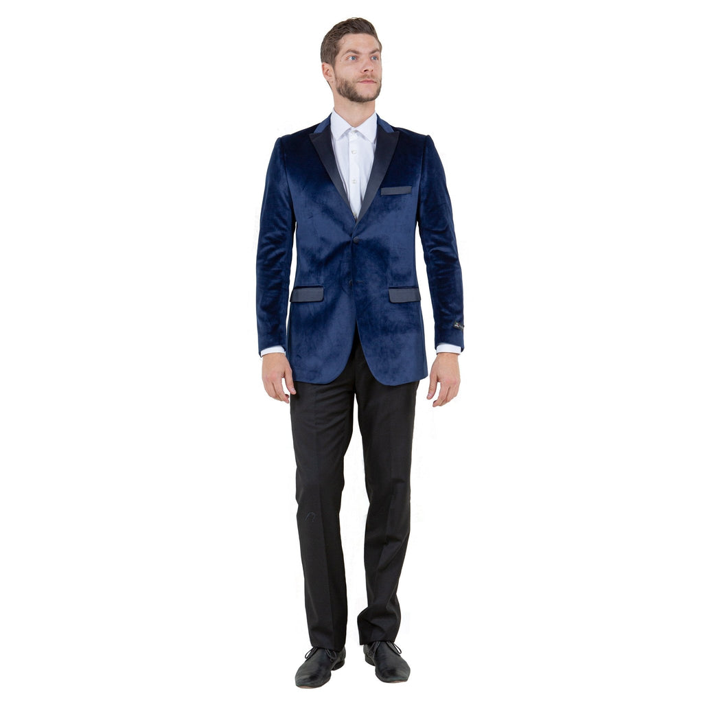 Men's Modern Fit Velvet Blazer w/ Elbow Patch - Bundle Bus