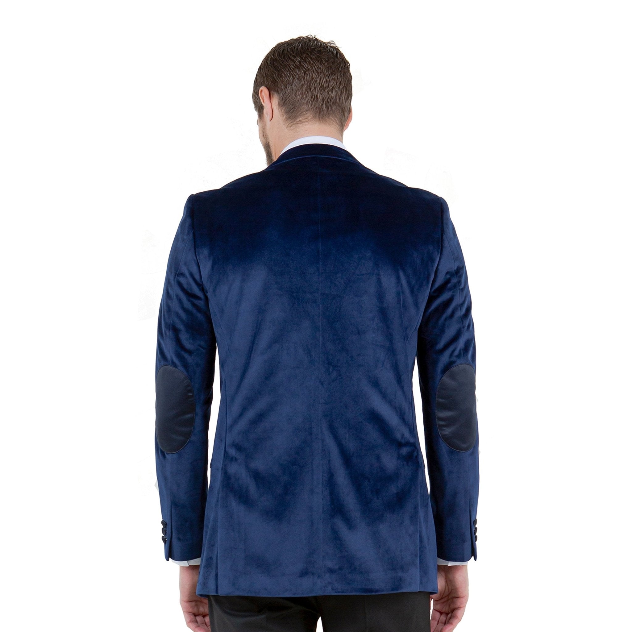 Men's Modern Fit Velvet Blazer w/ Elbow Patch - Bundle Bus