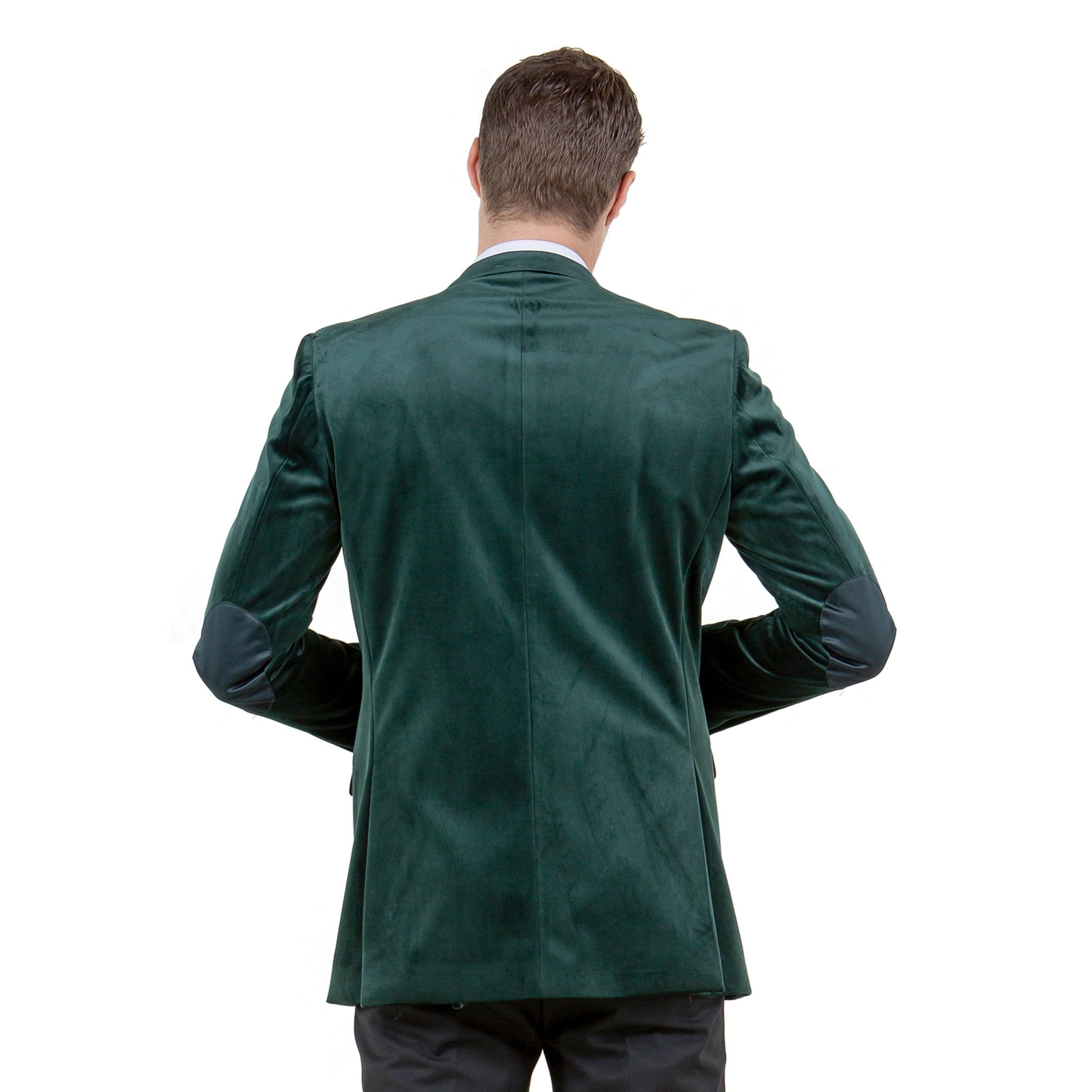 Men's Modern Fit Velvet Blazer w/ Elbow Patch - Bundle Bus