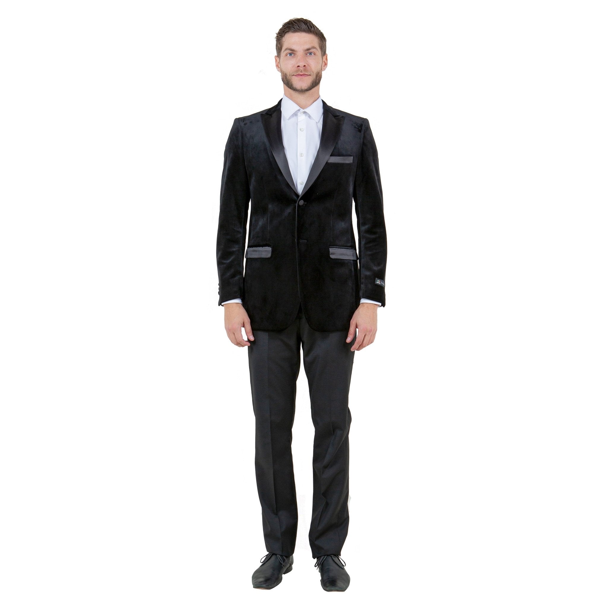 Men's Modern Fit Velvet Blazer w/ Elbow Patch - Bundle Bus