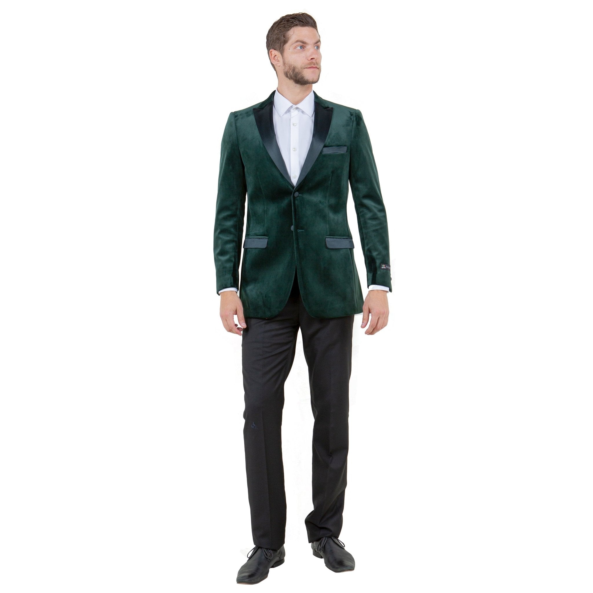 Men's Modern Fit Velvet Blazer w/ Elbow Patch - Bundle Bus