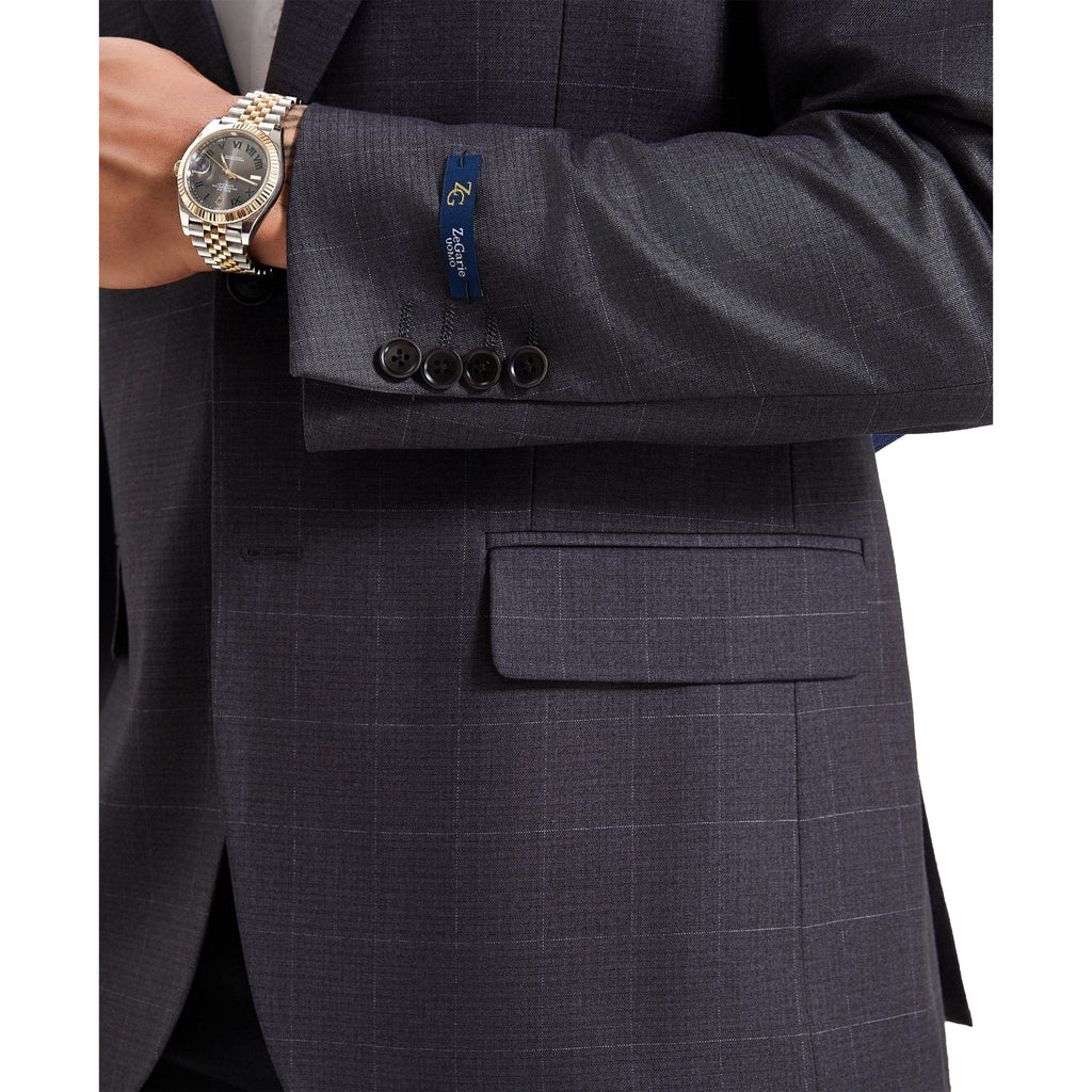 Men's Modern Fit Windowpane Sport Coat w/ Notch Lapel - Bundle Bus