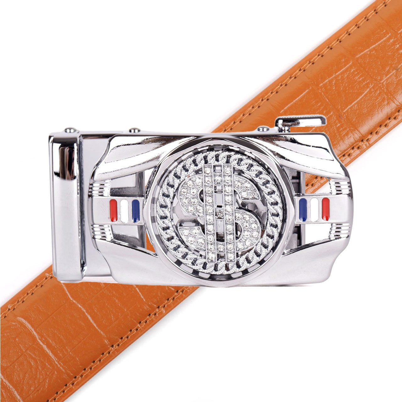 Men's Money Rotating Bling Ratchet Belt-MGLBB62-SIL - Bundle Bus
