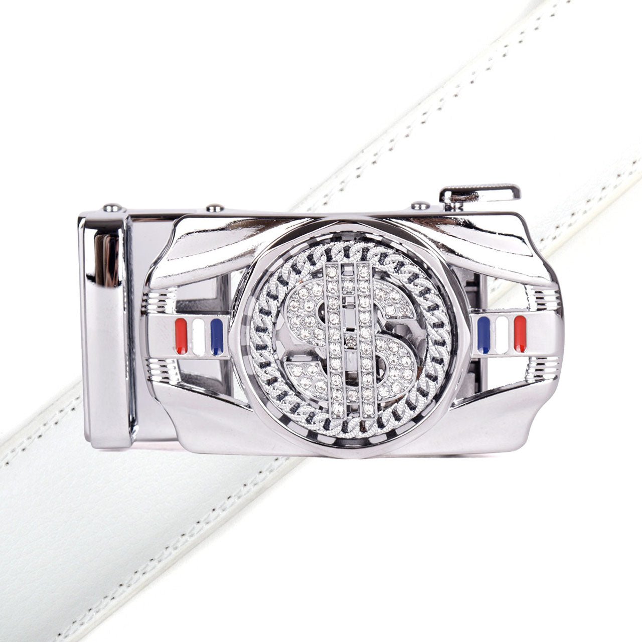 Men's Money Rotating Bling Ratchet Belt-MGLBB62-SIL - Bundle Bus