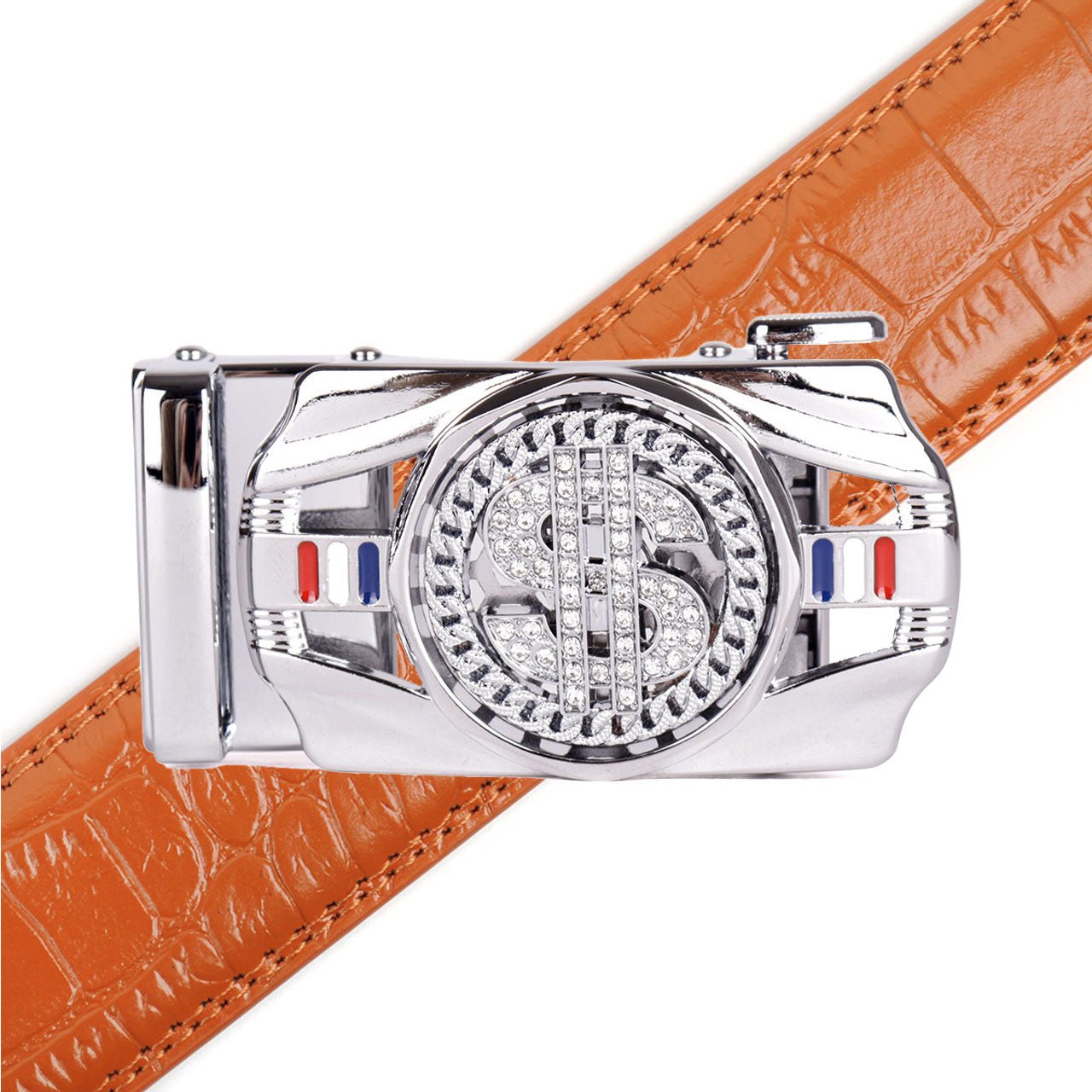 Men's Money Rotating Bling Ratchet Belt-MGLBB62-SIL - Bundle Bus
