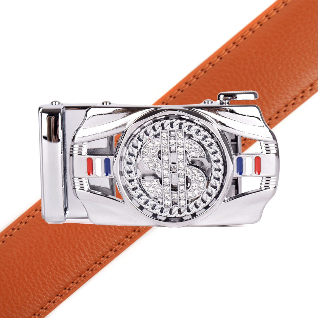 Men's Money Rotating Bling Ratchet Belt-MGLBB62-SIL - Bundle Bus