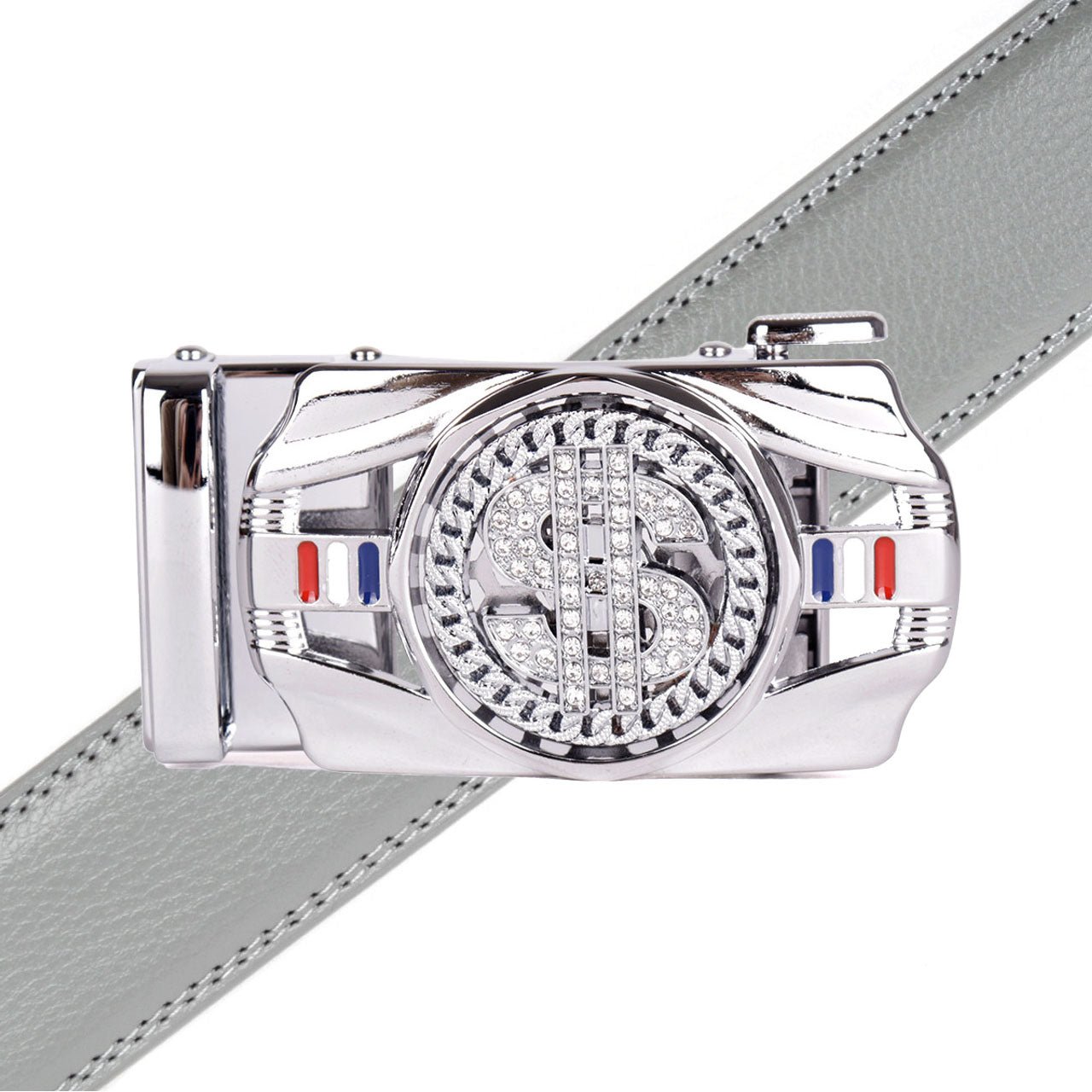 Men's Money Rotating Bling Ratchet Belt-MGLBB62-SIL - Bundle Bus