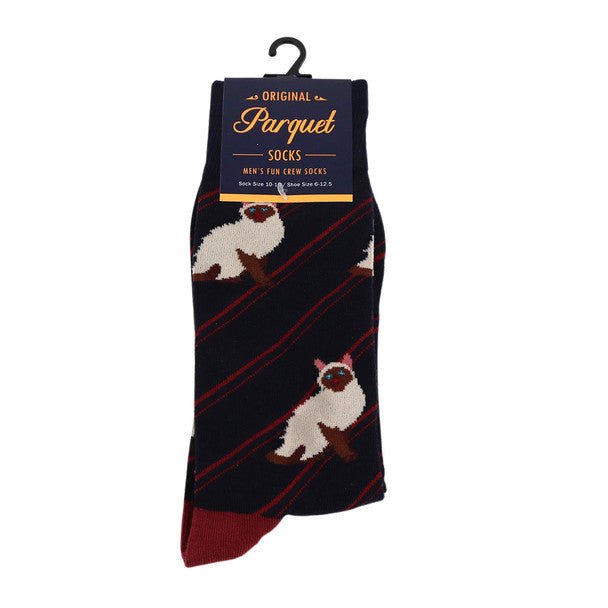 Men's Novelty Siamese Cat Socks - NVS19412 - Bundle Bus