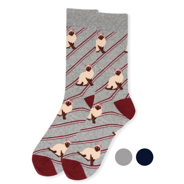 Men's Novelty Siamese Cat Socks - NVS19412 - Bundle Bus