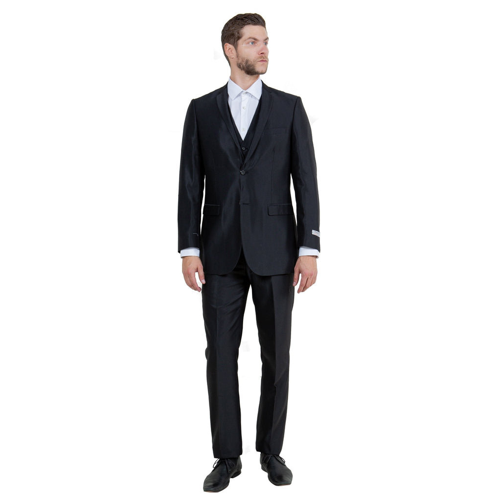 Men's Sharskin Slim - Fit 3 - Piece Suit - Bundle Bus