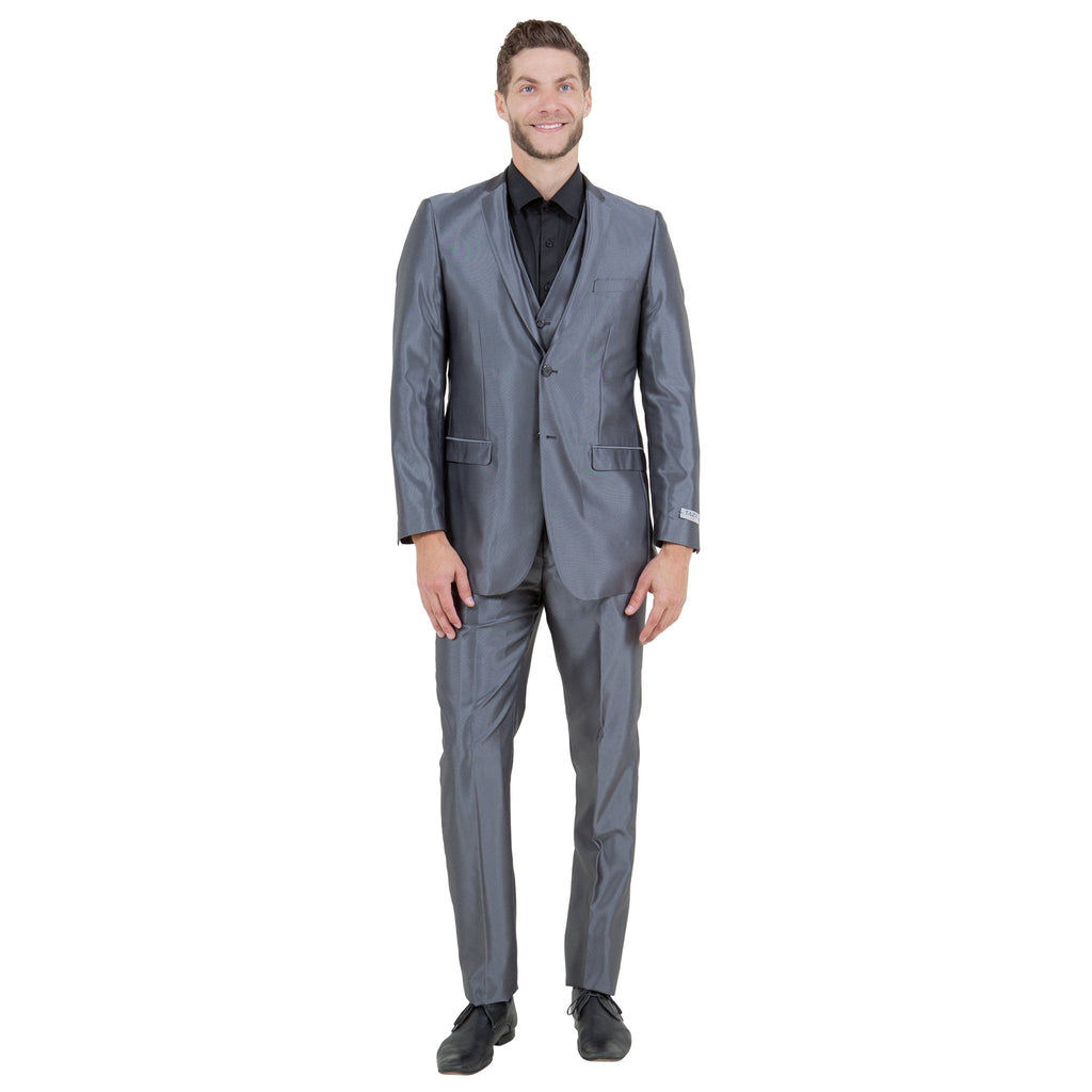 Men's Sharskin Slim - Fit 3 - Piece Suit - Bundle Bus