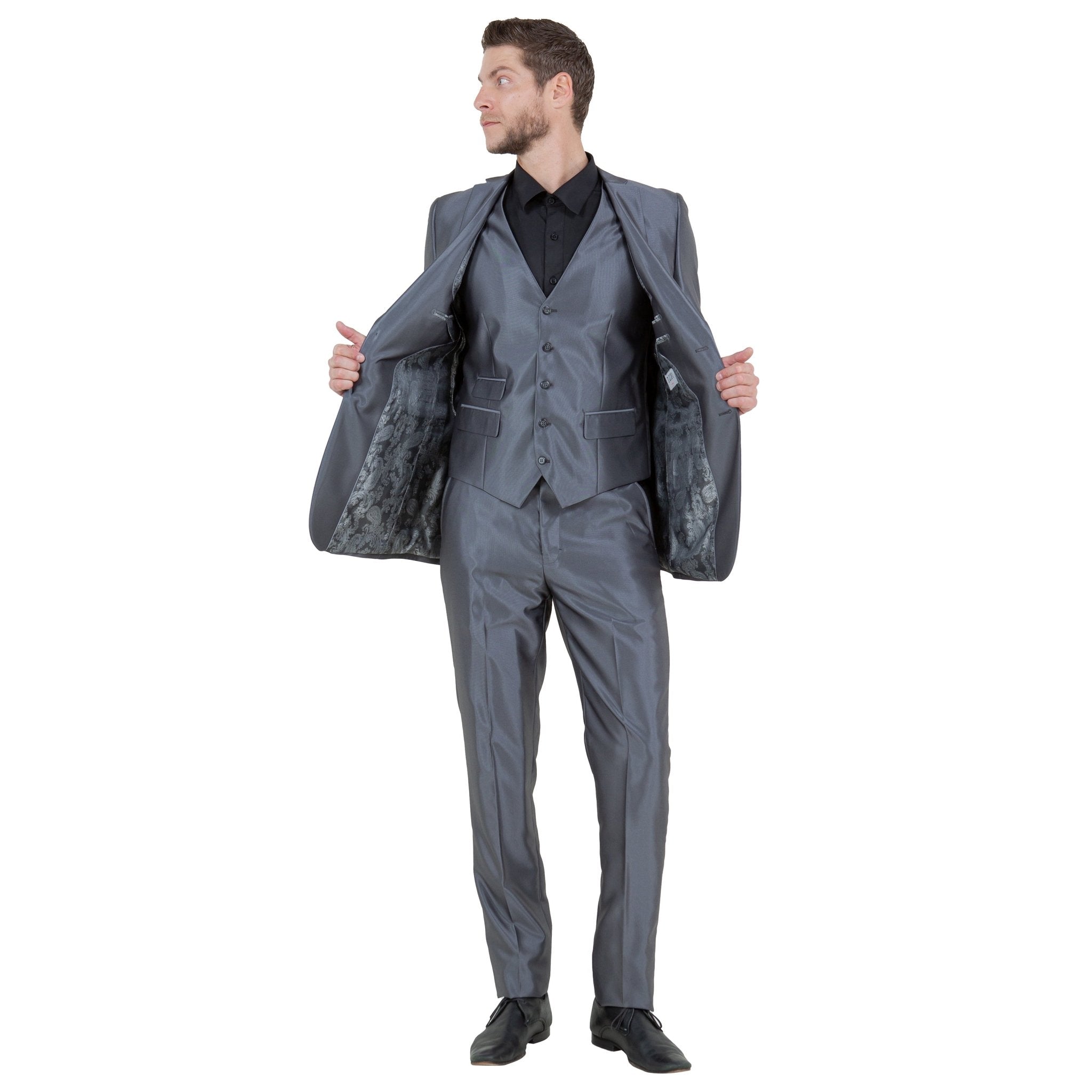 Men's Sharskin Slim - Fit 3 - Piece Suit - Bundle Bus