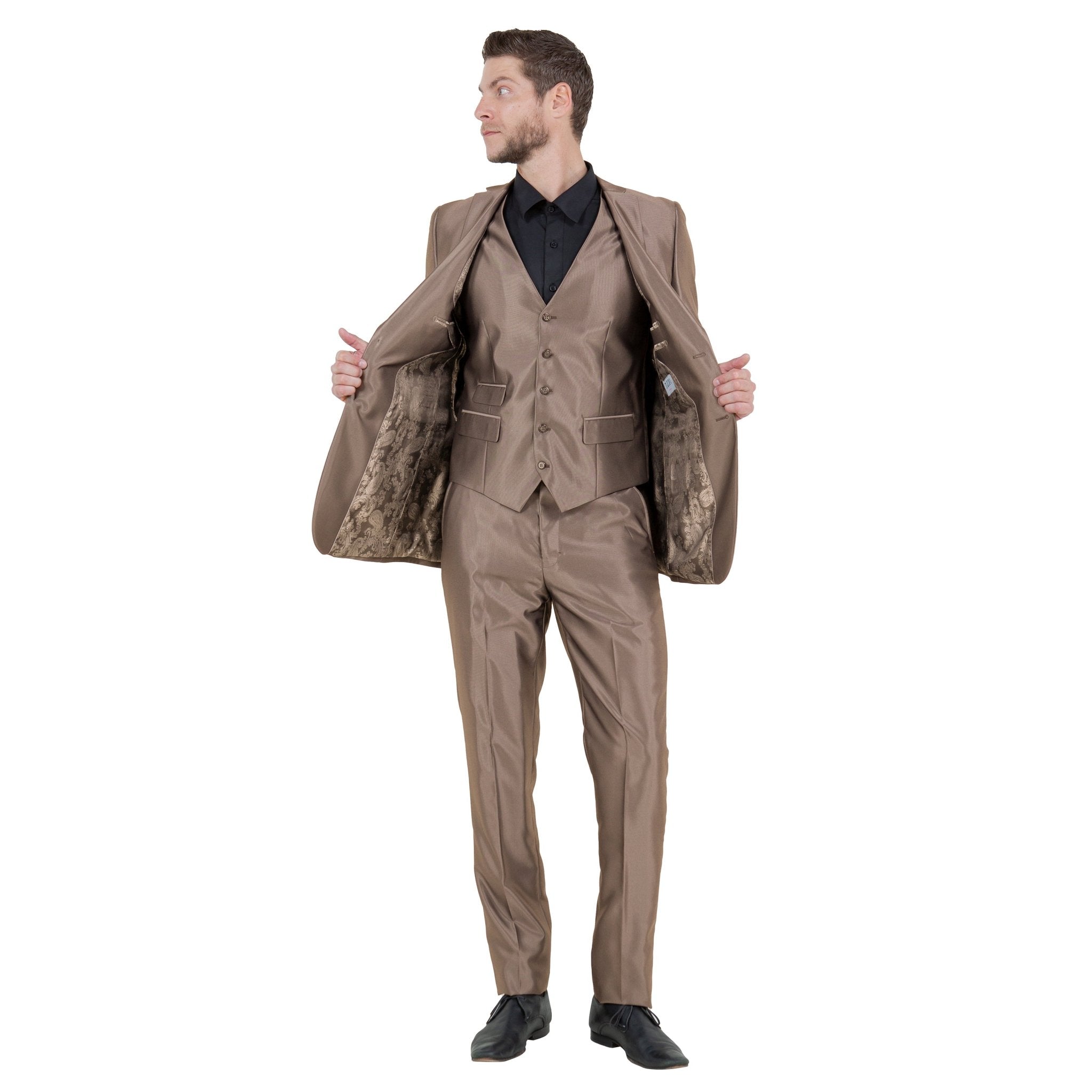 Men's Sharskin Slim - Fit 3 - Piece Suit - Bundle Bus