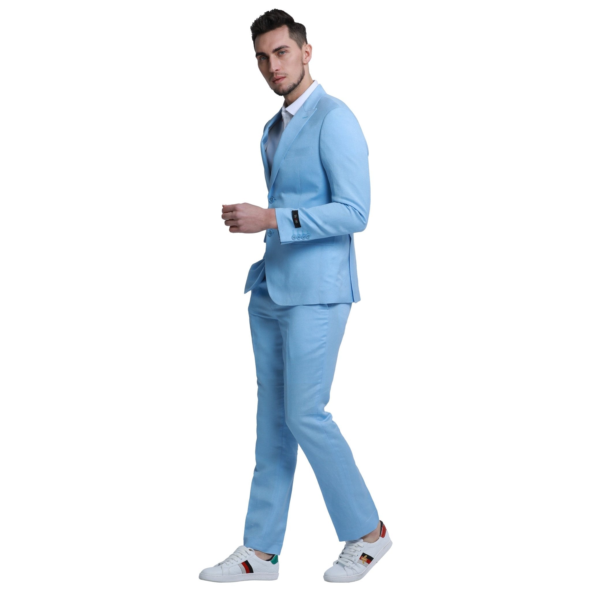 Men's Skinny Fit 2pc Linen Suit - Bundle Bus