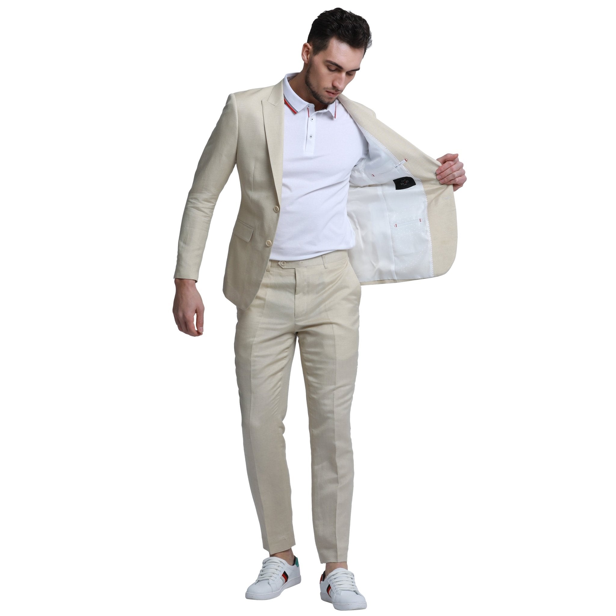 Men's Skinny Fit 2pc Linen Suit - Bundle Bus