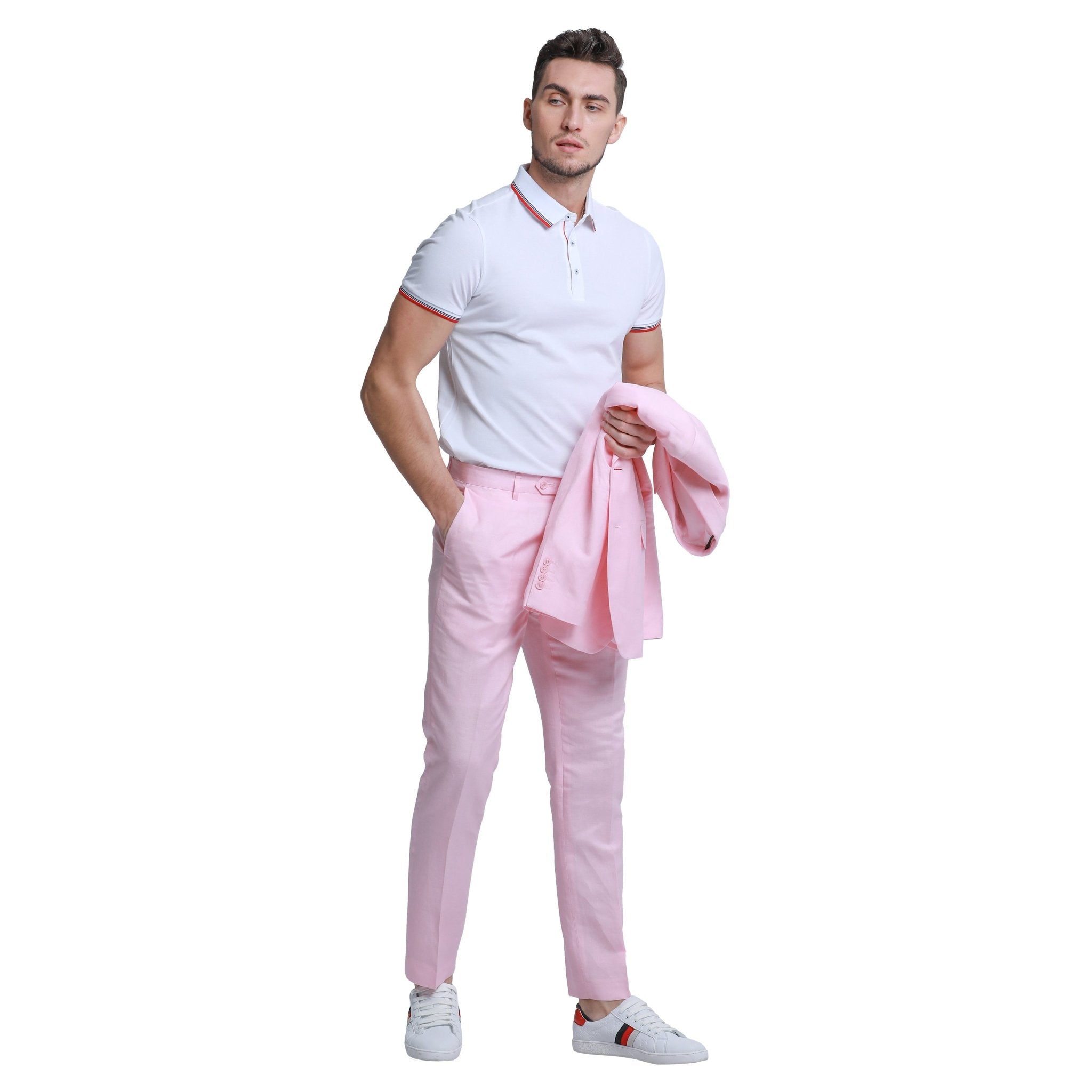 Men's Skinny Fit 2pc Linen Suit - Bundle Bus