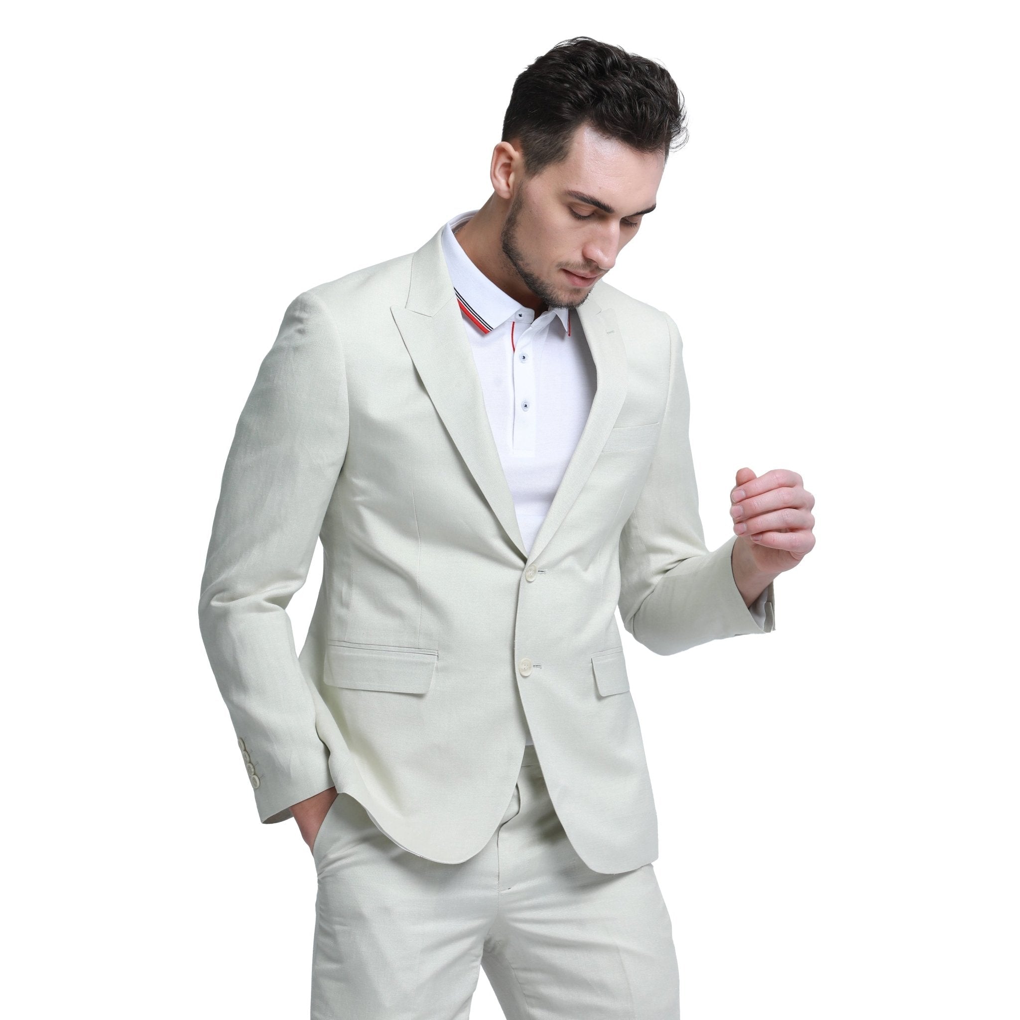 Men's Skinny Fit 2pc Linen Suit - Bundle Bus