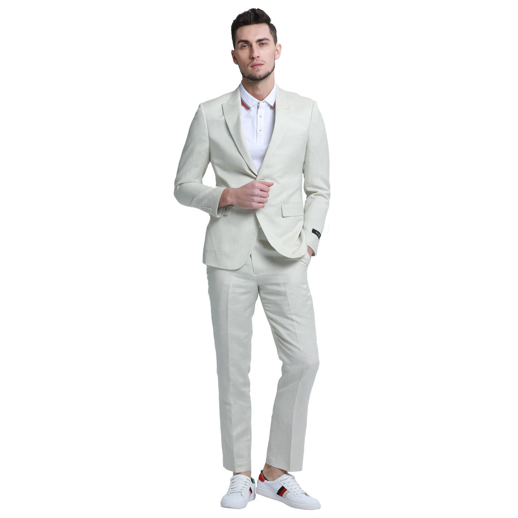 Men's Skinny Fit 2pc Linen Suit - Bundle Bus