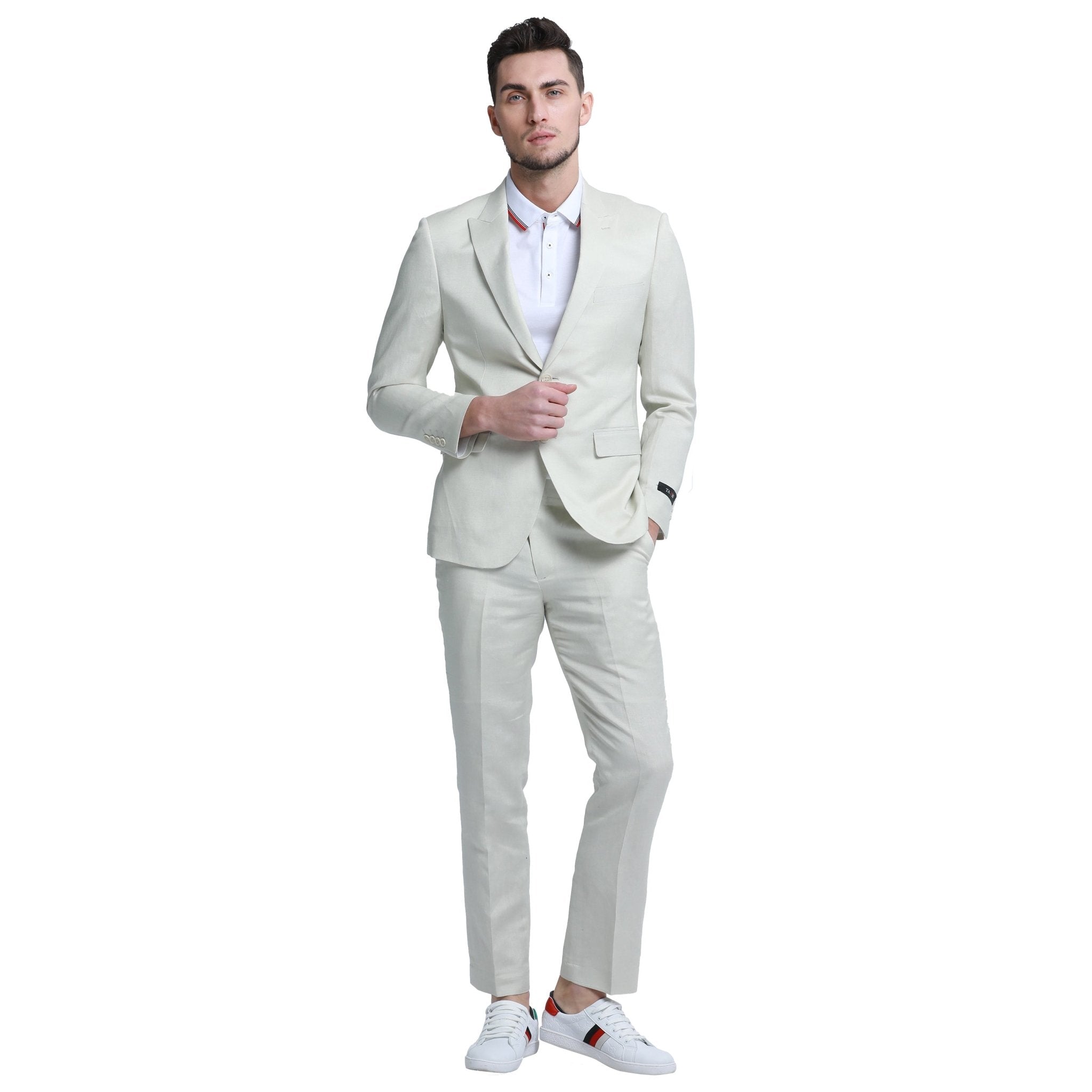 Men's Skinny Fit 2pc Linen Suit - Bundle Bus