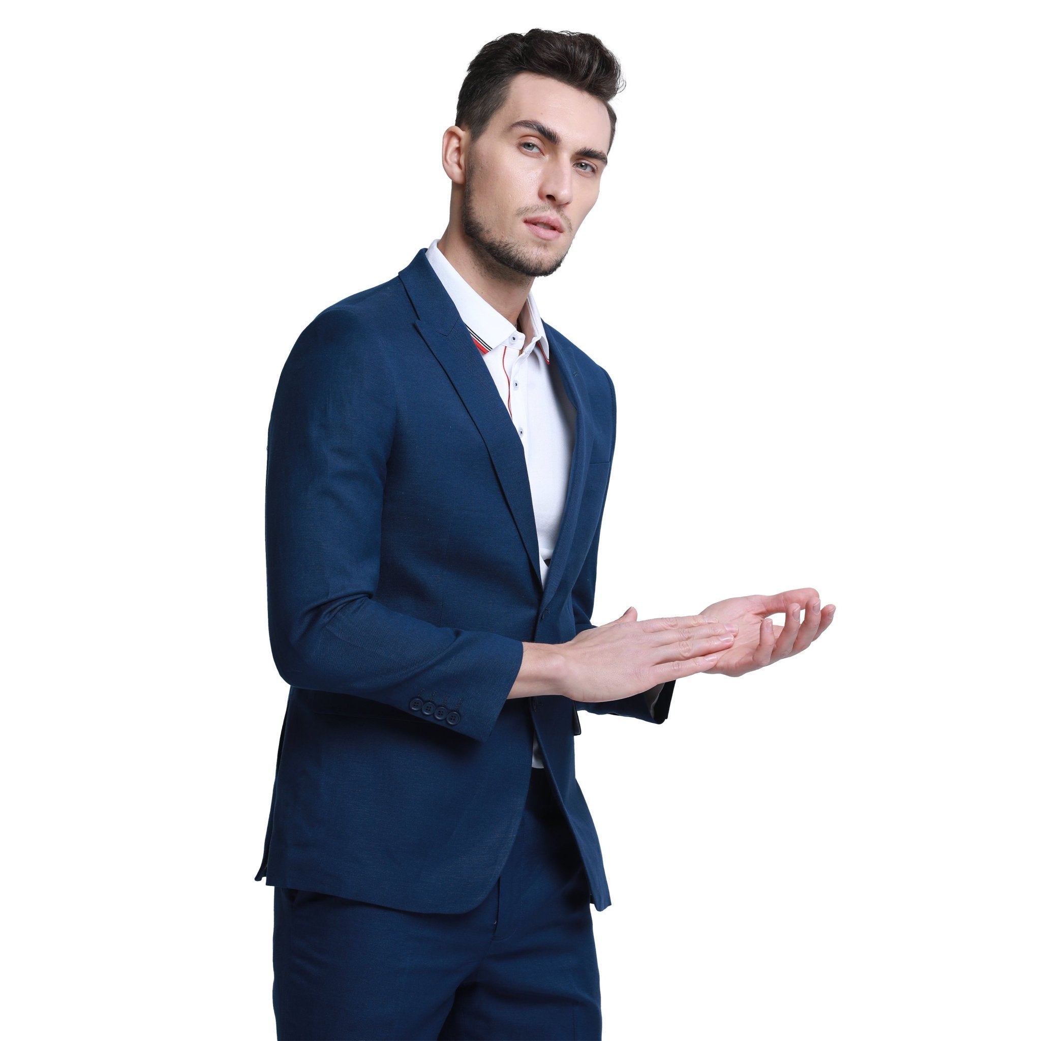 Men's Skinny Fit 2pc Linen Suit - Bundle Bus