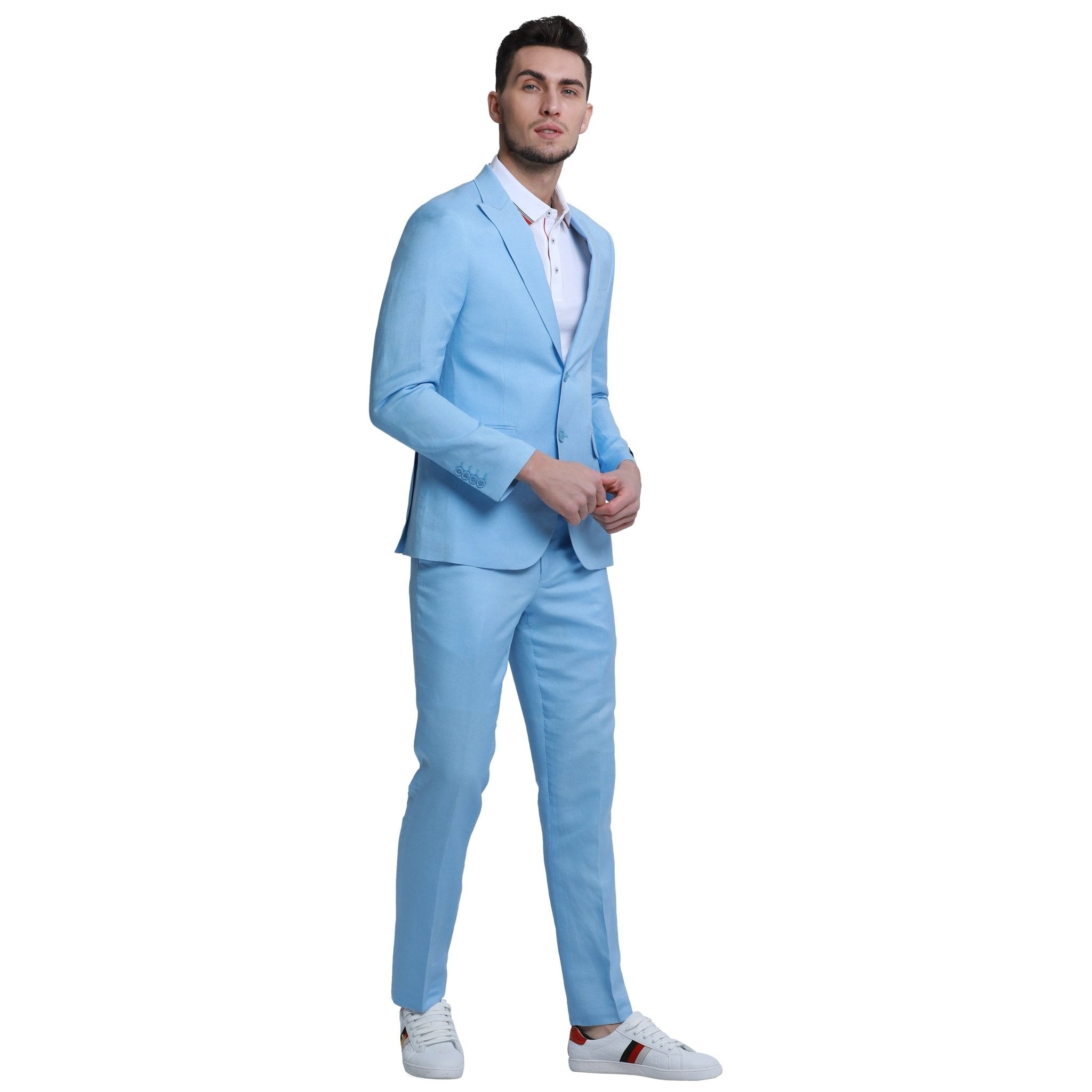 Men's Skinny Fit 2pc Linen Suit - Bundle Bus