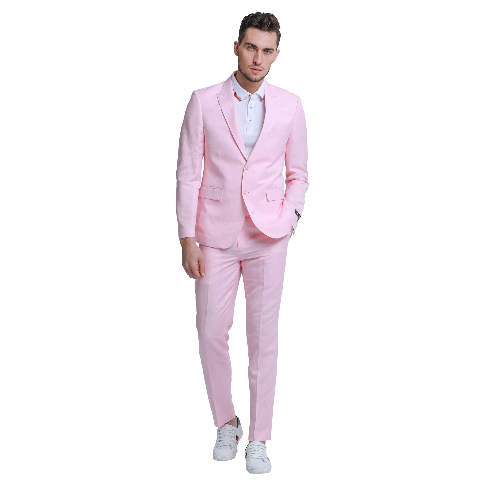 Men's Skinny Fit 2pc Linen Suit - Bundle Bus