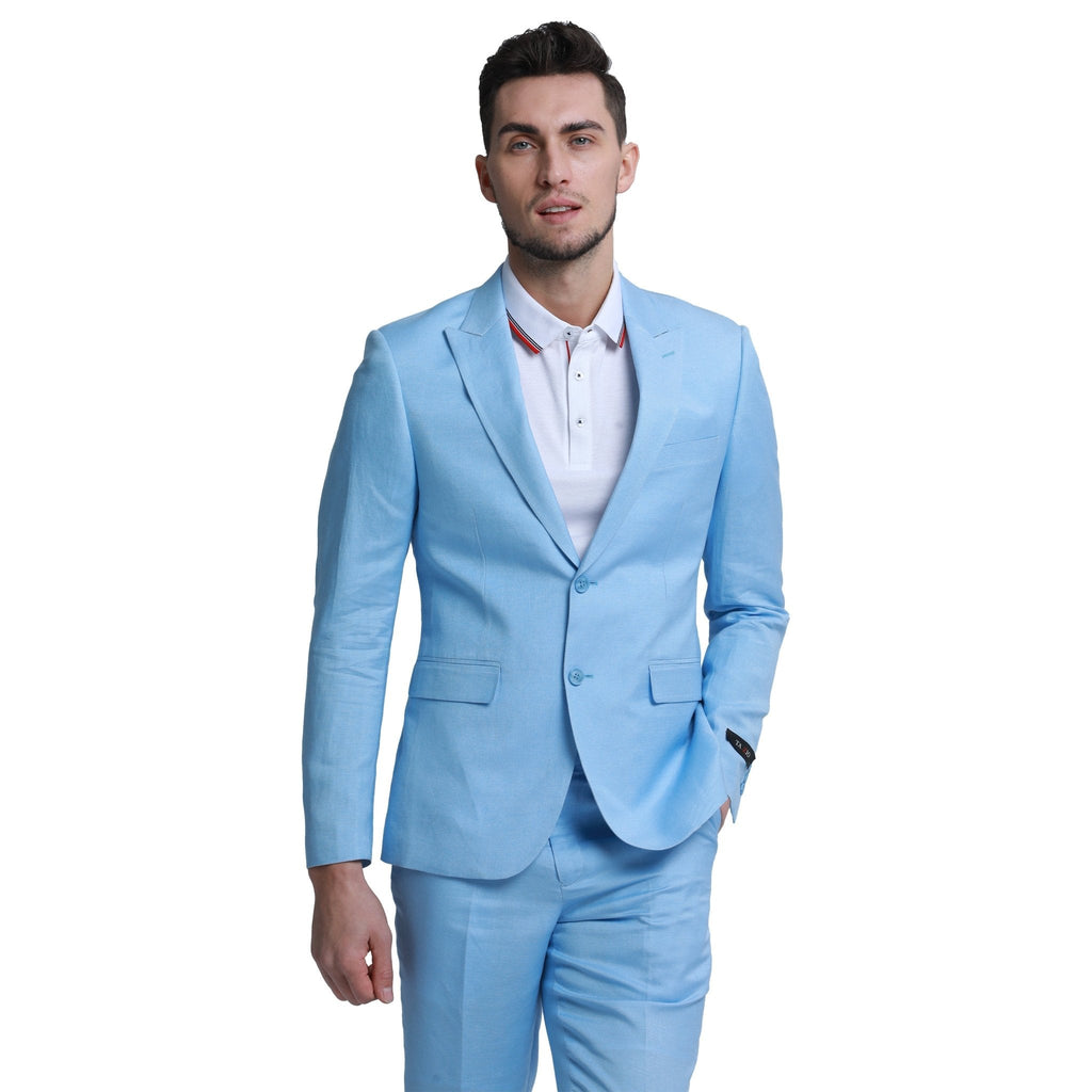 Men's Skinny Fit 2pc Linen Suit - Bundle Bus