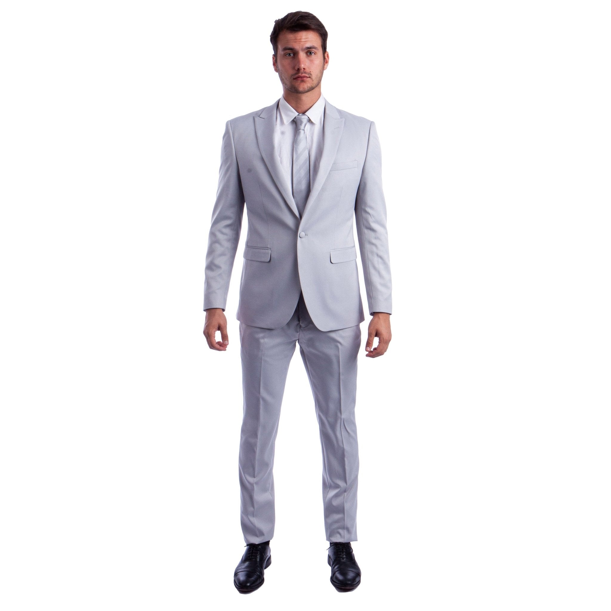 Men's Skinny - Fit 2pc Suit w/ Peak Lapel - Bundle Bus