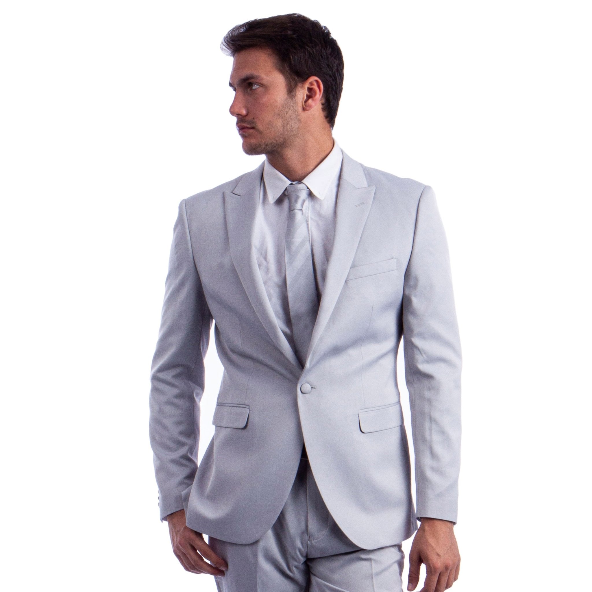 Men's Skinny - Fit 2pc Suit w/ Peak Lapel - Bundle Bus