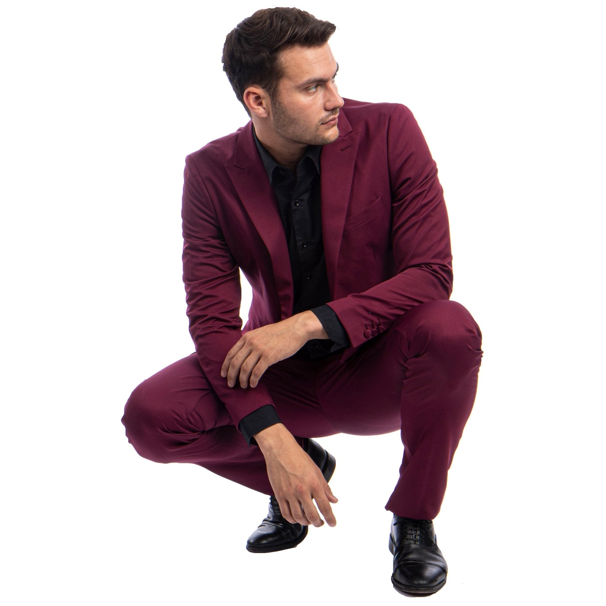 Men's Skinny - Fit 2pc Suit w/ Peak Lapel - Bundle Bus