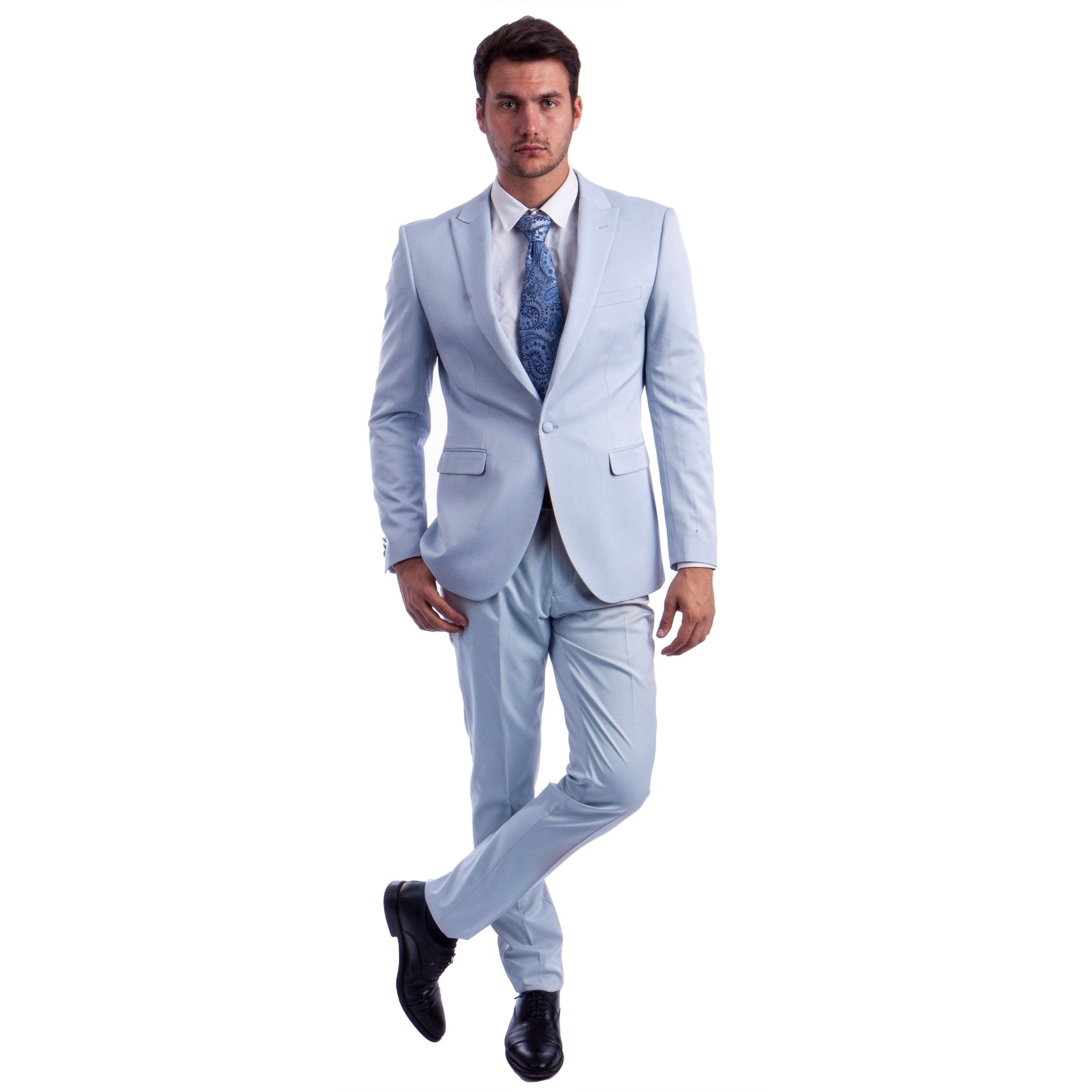 Men's Skinny - Fit 2pc Suit w/ Peak Lapel - Bundle Bus