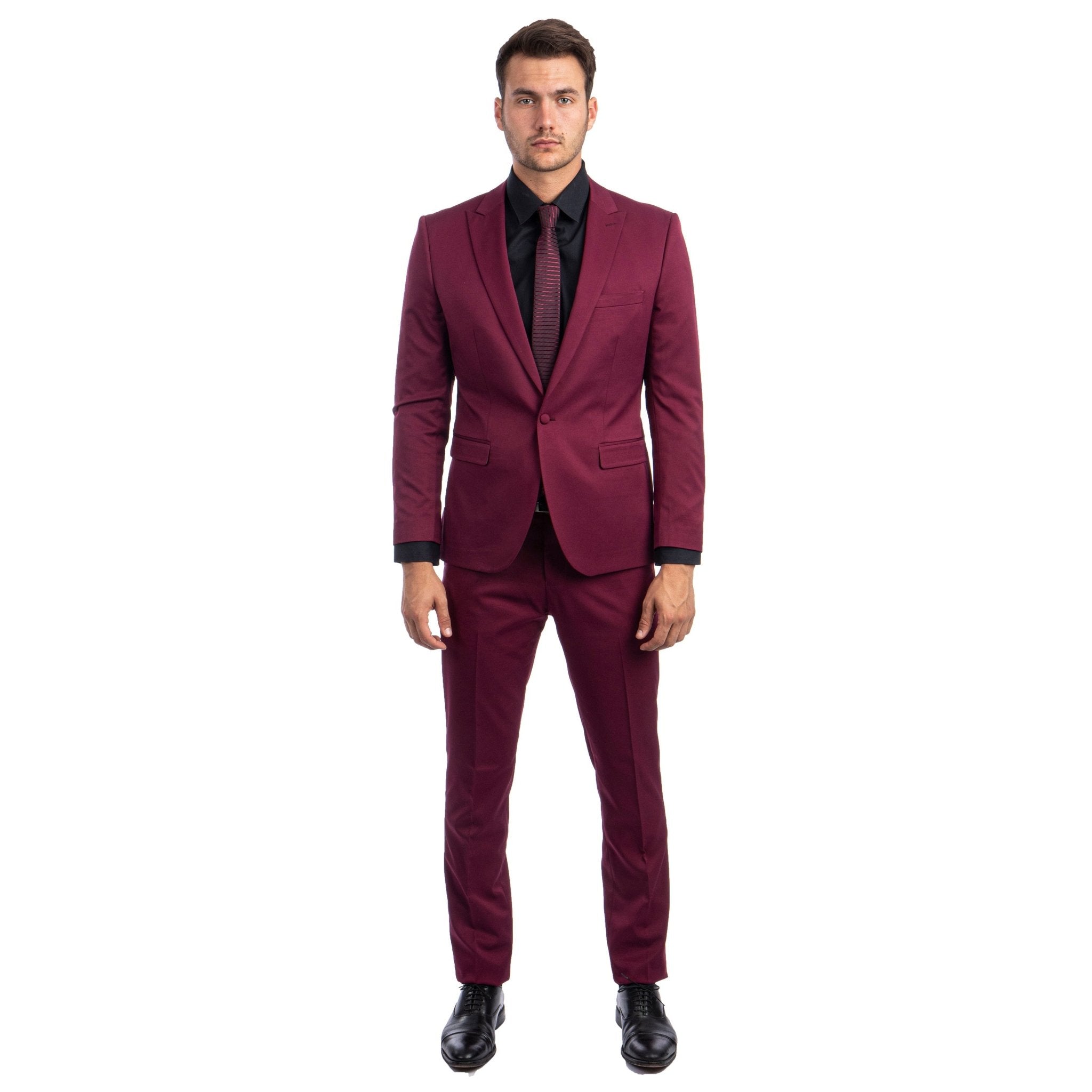 Men's Skinny - Fit 2pc Suit w/ Peak Lapel - Bundle Bus